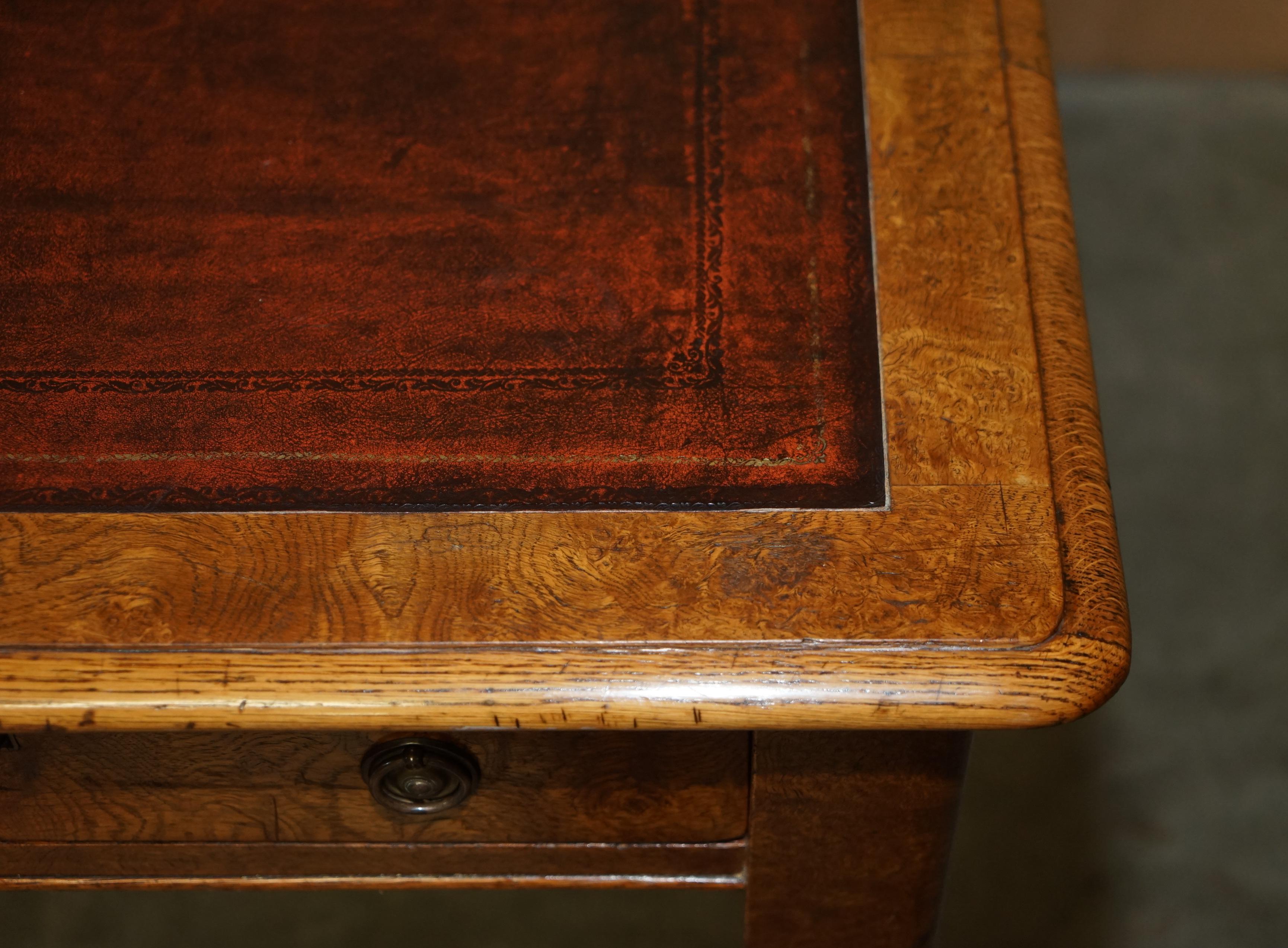 ANTIQUE CIRCA 1840 POLLARD OAK BROWN LEATHER TOP WRiTING LIBRARY TABLE DESK 10