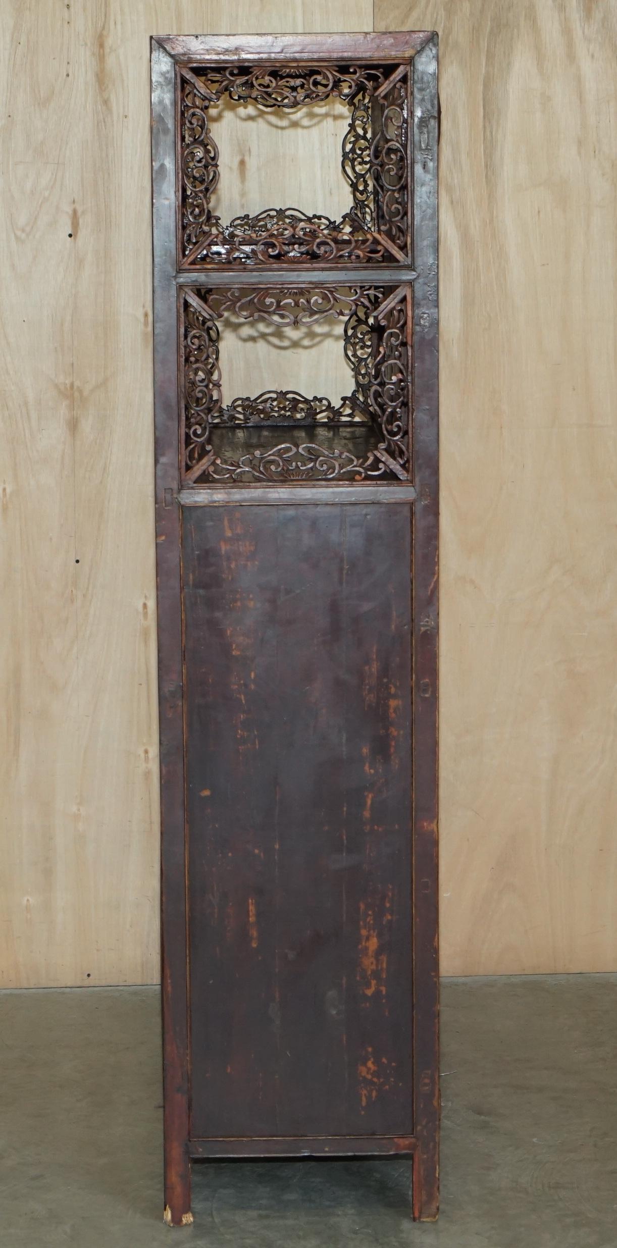 Antique circa 1860 Chinese Hand Painted Wedding Cabinet Housekeepers Cupboard For Sale 3