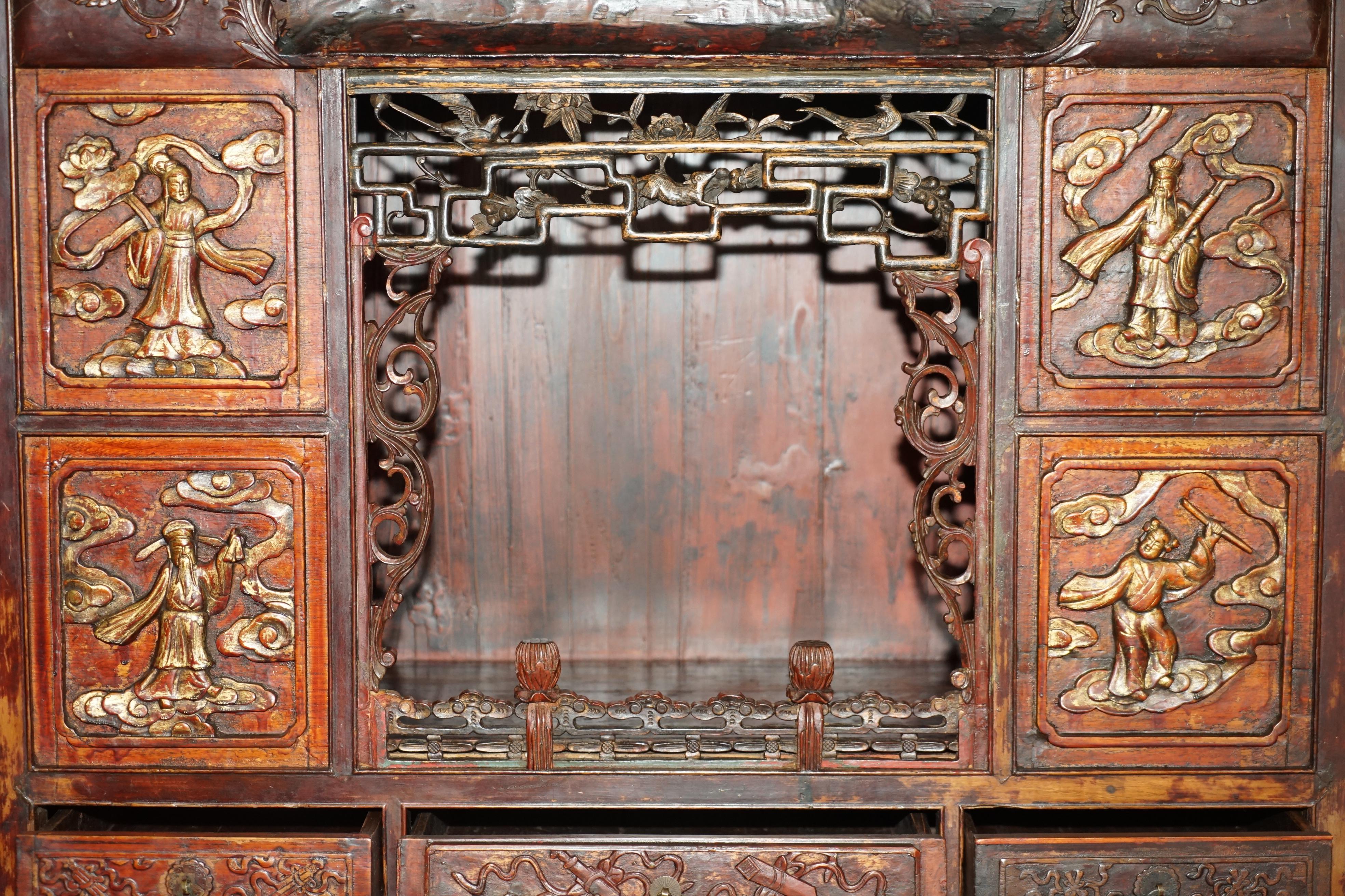 Antike um 1860 Chinesisch Hand gemalt Hochzeit Kabinett Haushälterinnen Cupboard im Angebot 8