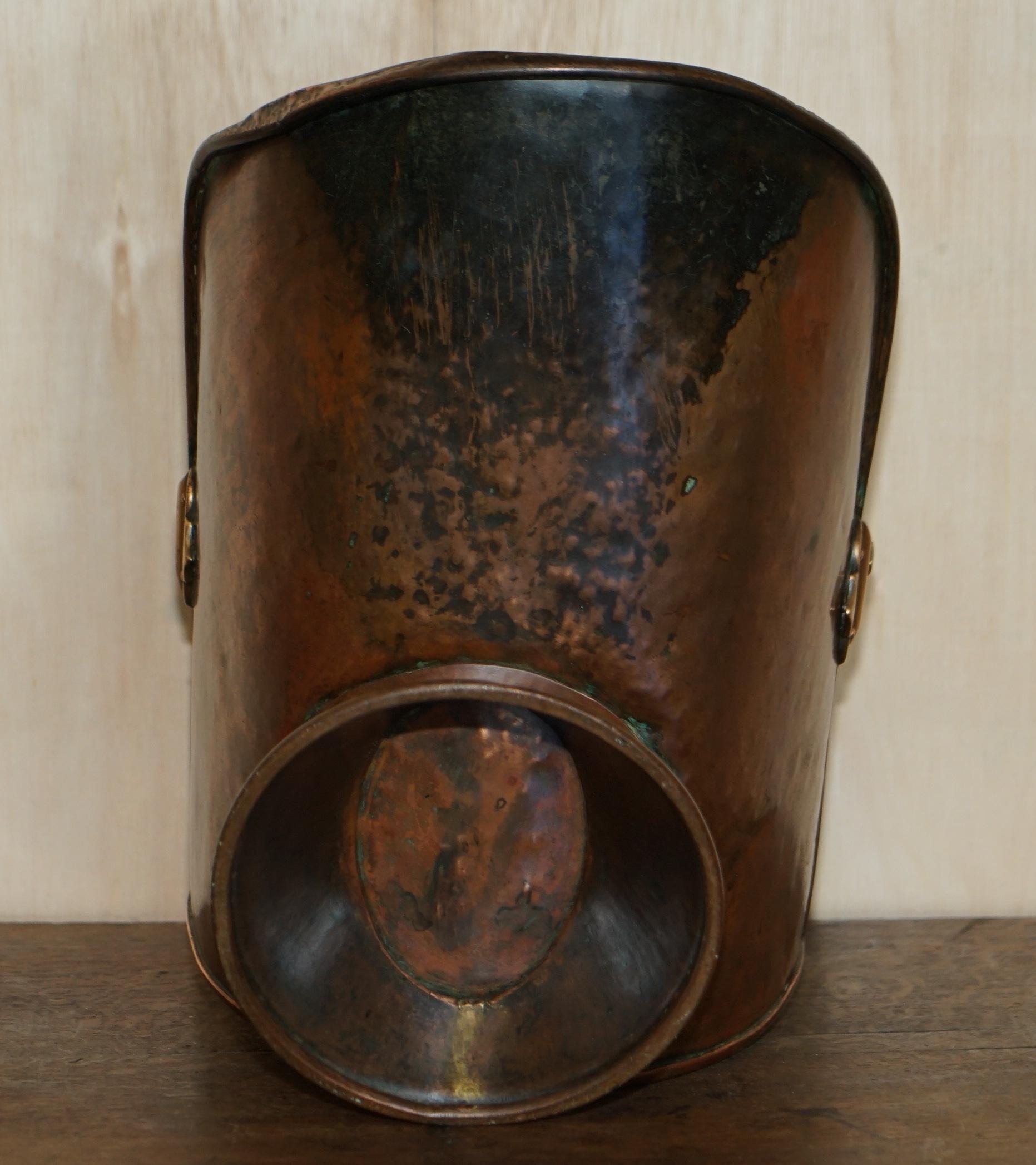 Antique circa 1860 English Copper Coal Helmet Scuttle for Fireplaces Mantles For Sale 8