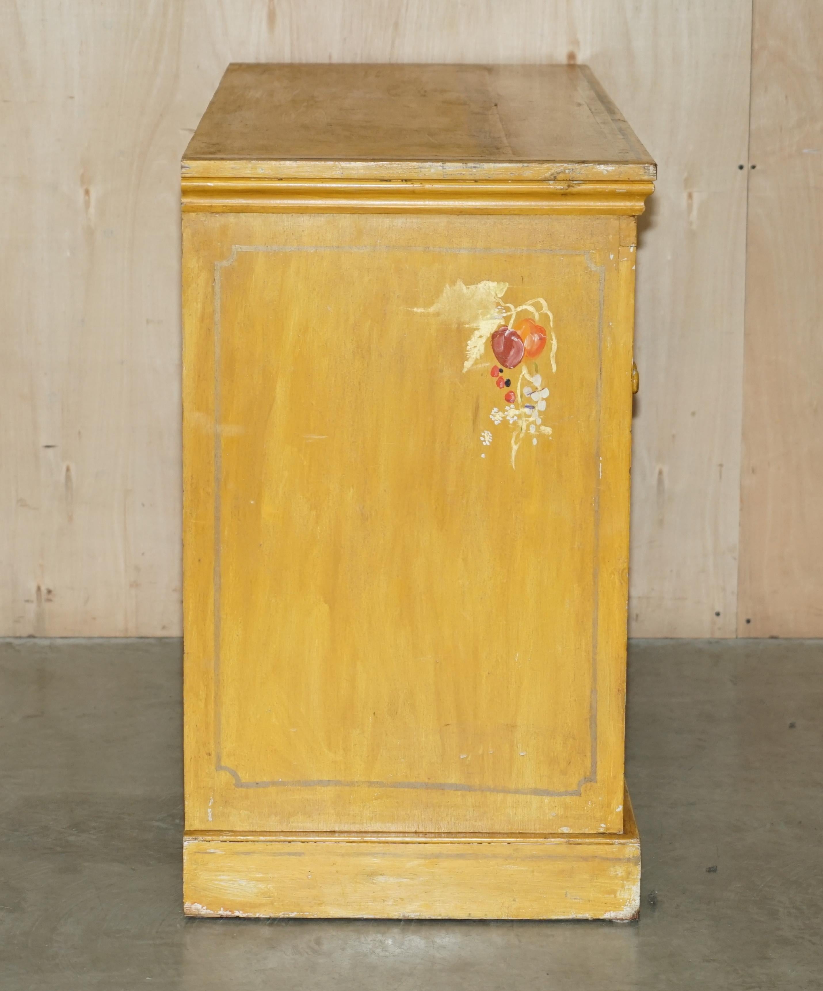 Antique circa 1860 French Hand Painted Pine Housekeepers Sideboard Cupboard For Sale 9