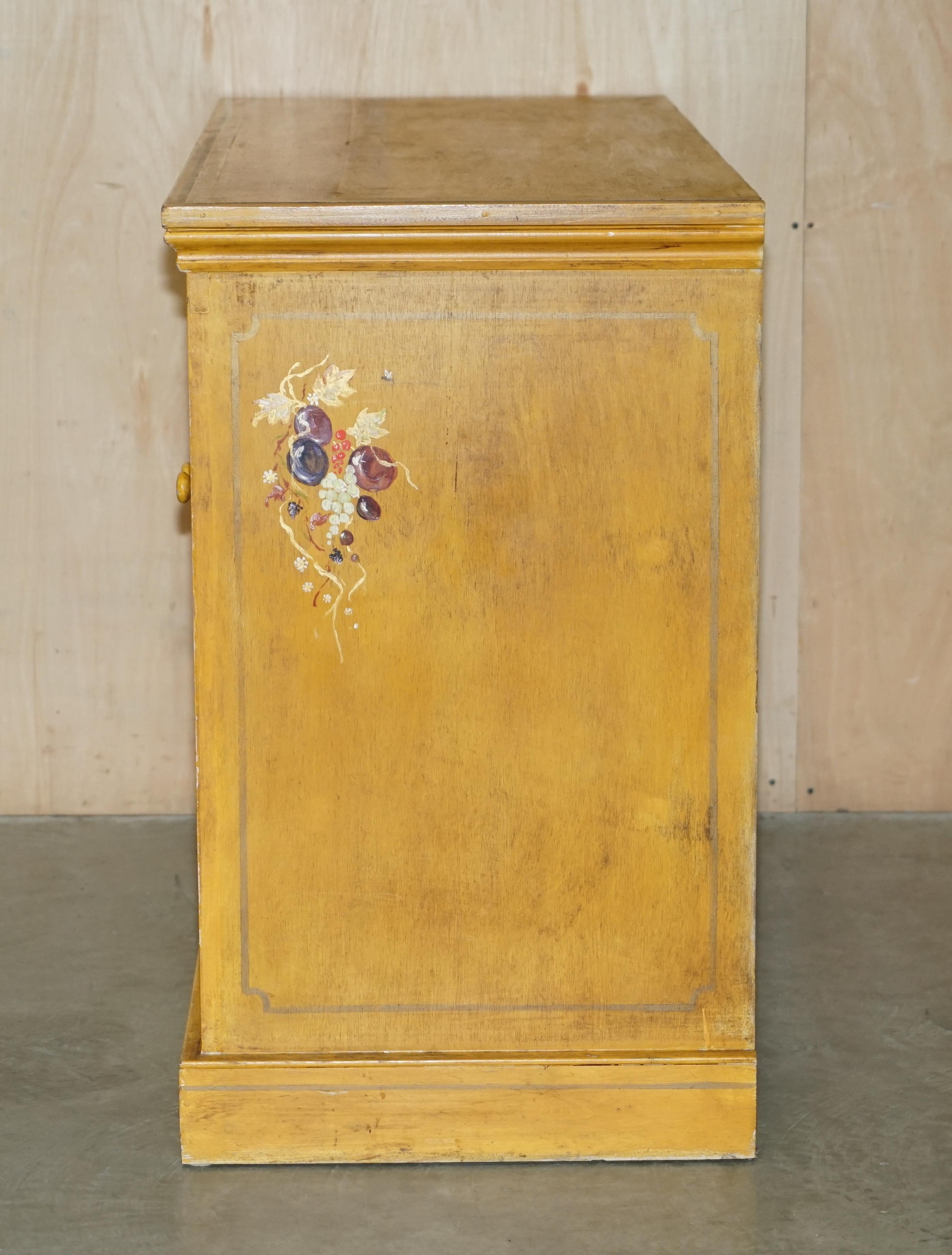 Antique circa 1860 French Hand Painted Pine Housekeepers Sideboard Cupboard For Sale 11