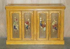 Antique circa 1860 French Hand Painted Pine Housekeepers Sideboard Cupboard