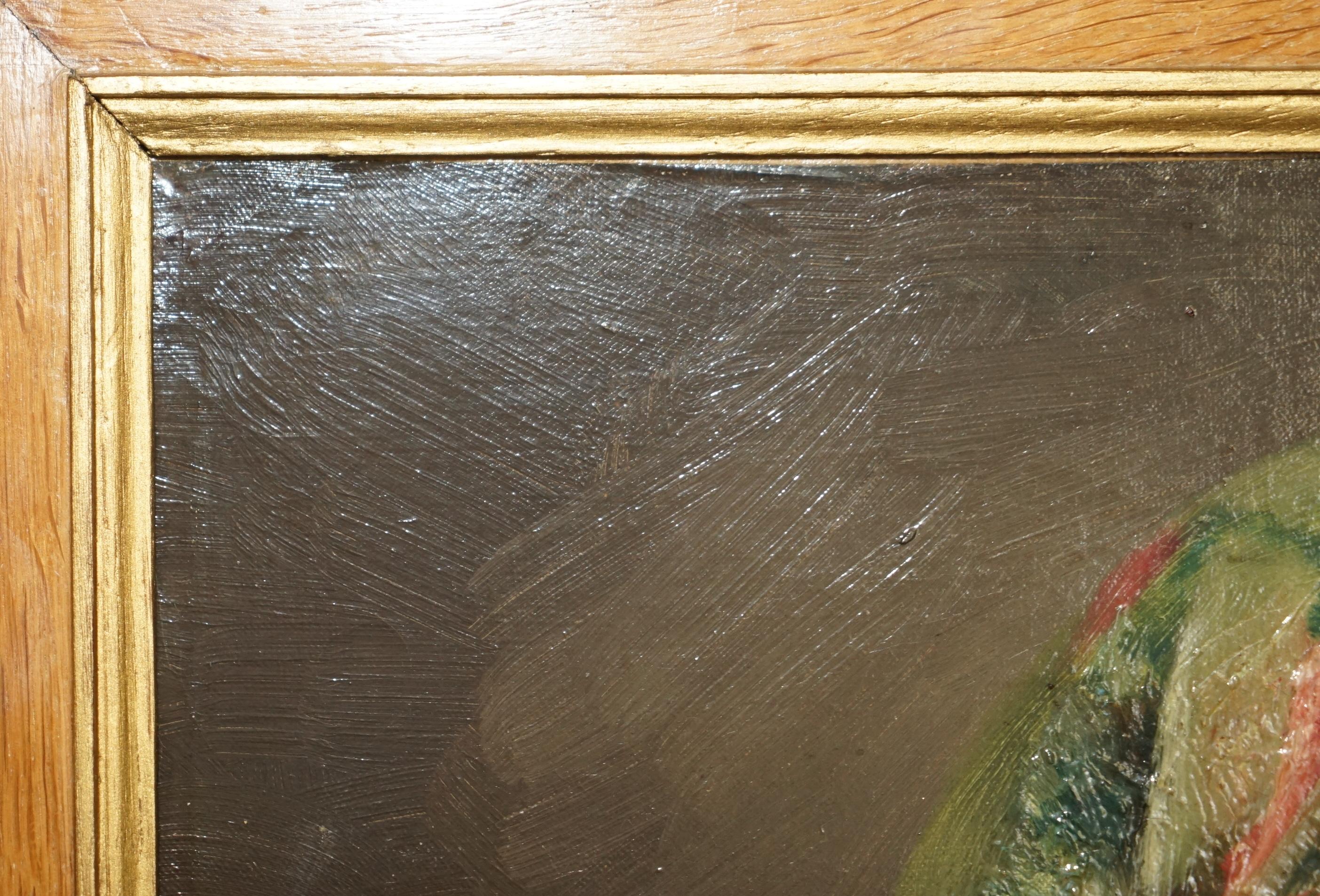 Mid-19th Century Antique circa 1860 French Napoleon III Oil Painting of a Gentleman in Headscarf For Sale