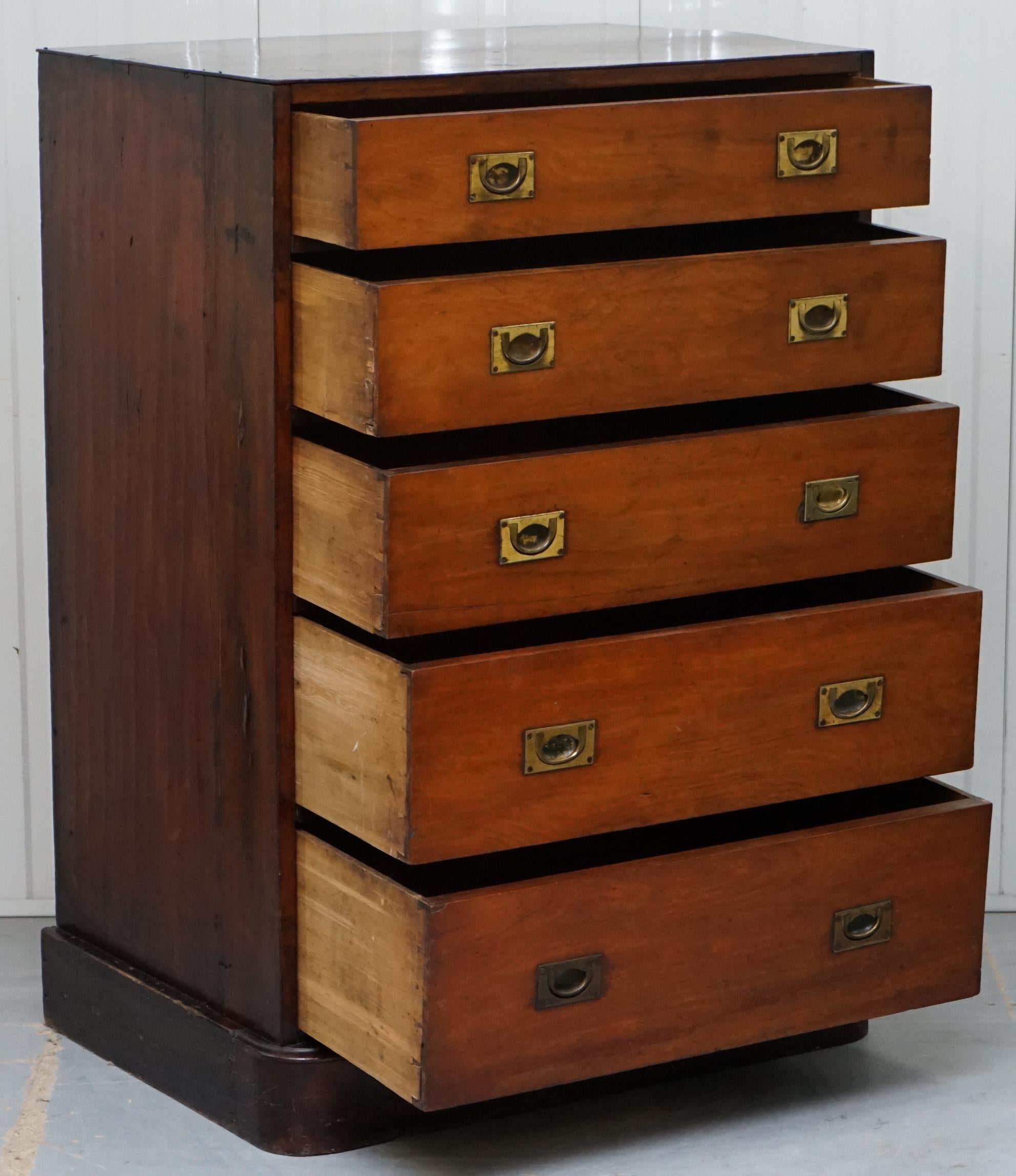 Antique Tall Hardwood Military Campaign Chest of Drawers, circa 1860 For Sale 6