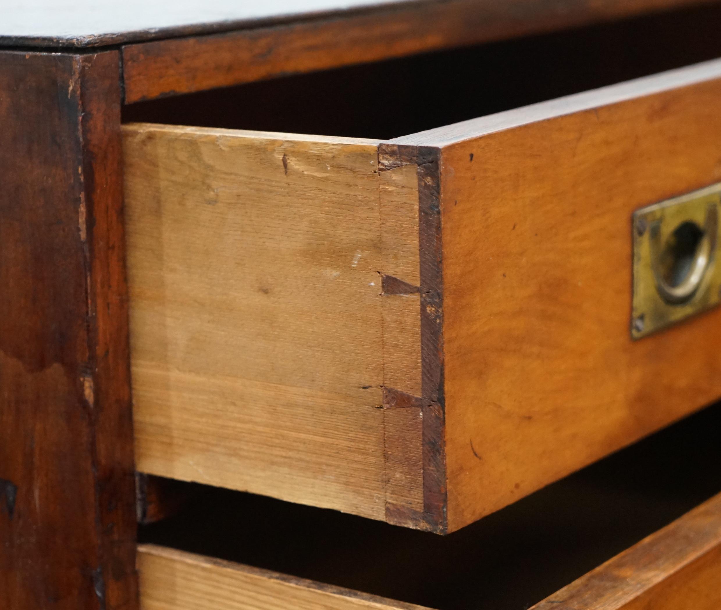 Antique Tall Hardwood Military Campaign Chest of Drawers, circa 1860 For Sale 8