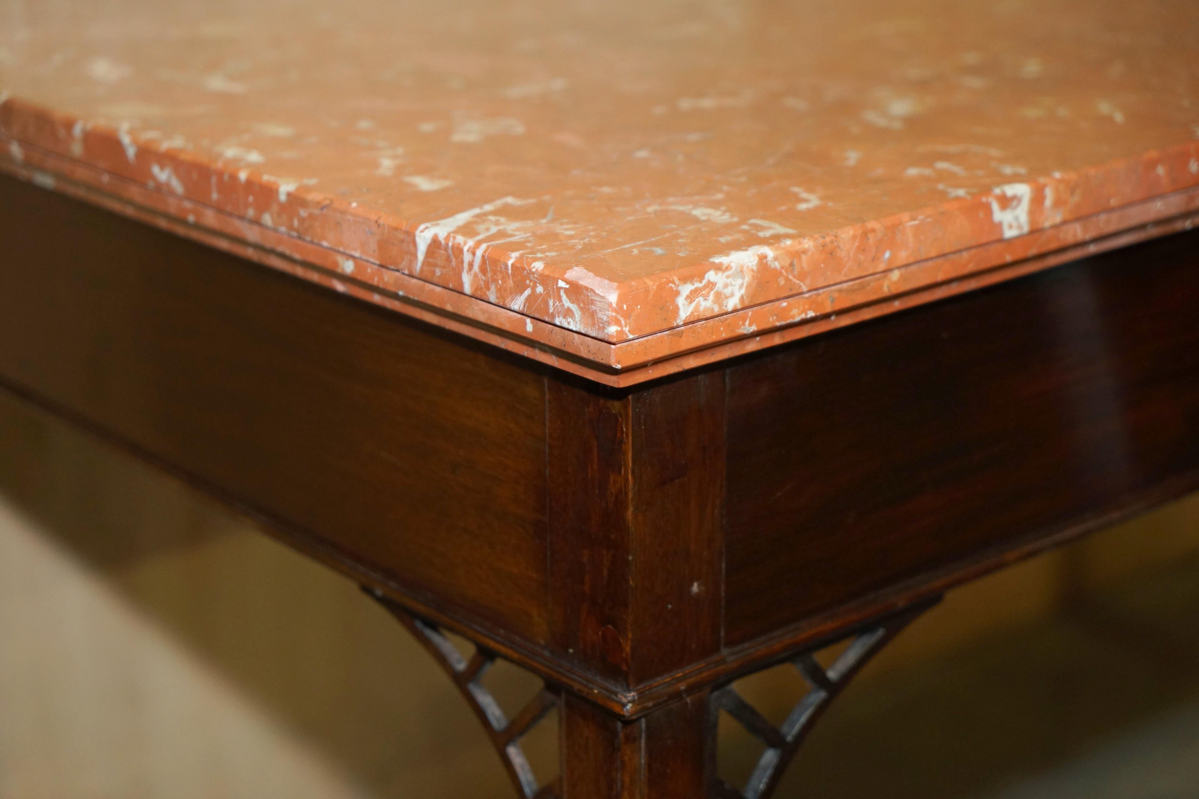 ANTIQUE CIRCA 1860 LARGE THOMAS CHIPPENDALE MARBLE TOP WRiTING OR HALL TABLE For Sale 6