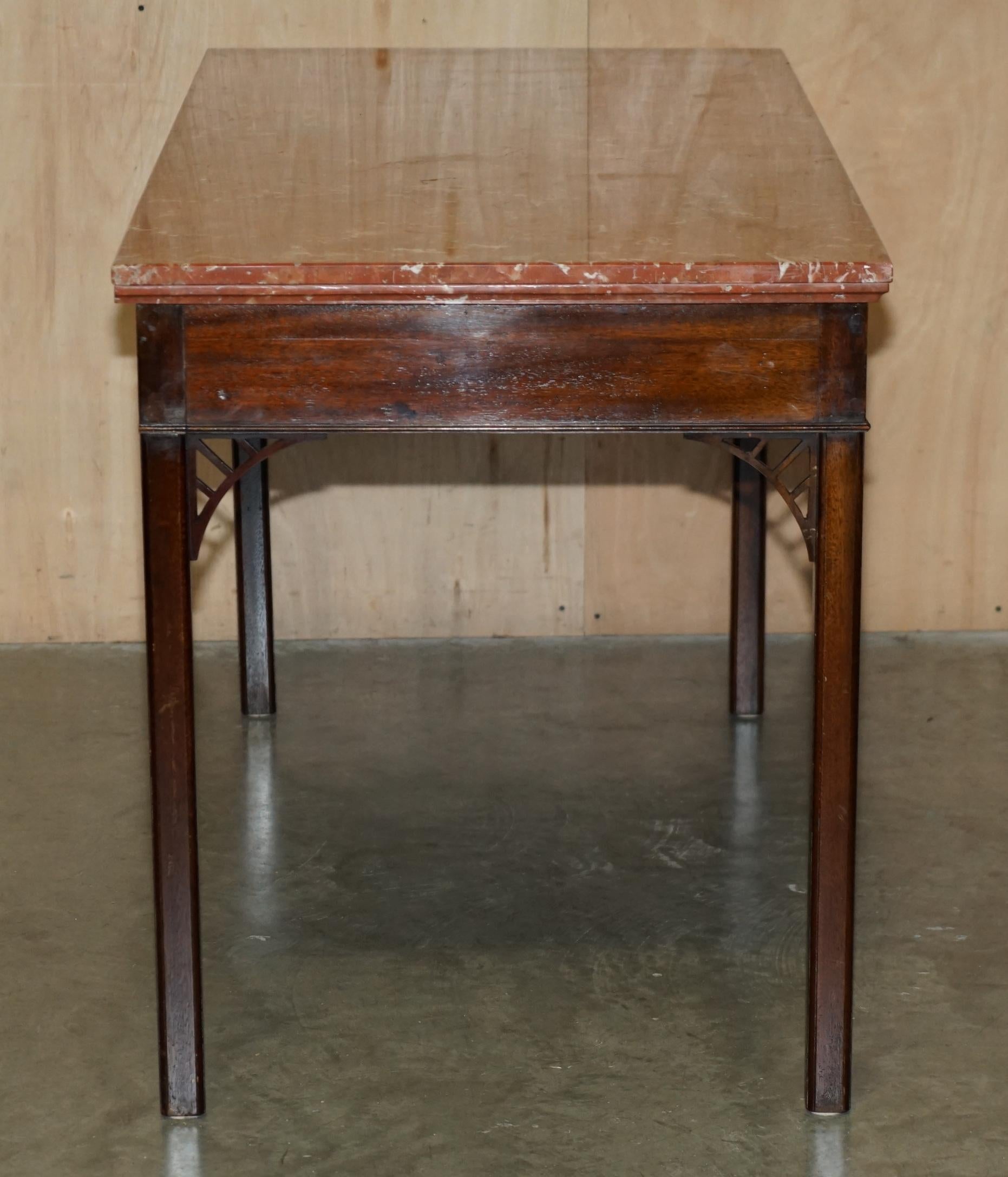 ANTIQUE CIRCA 1860 LARGE THOMAS CHIPPENDALE MARBLE TOP WRiTING OR HALL TABLE For Sale 7
