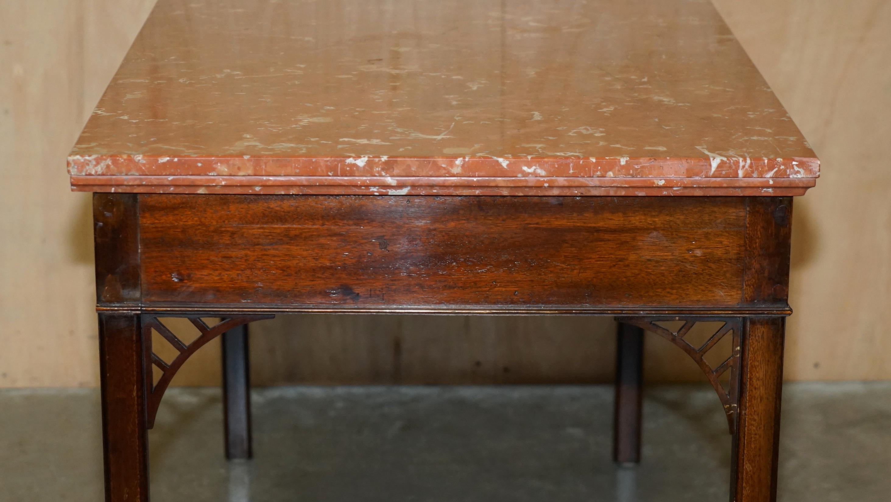 ANTIQUE CIRCA 1860 LARGE THOMAS CHIPPENDALE MARBLE TOP WRiTING OR HALL TABLE For Sale 8
