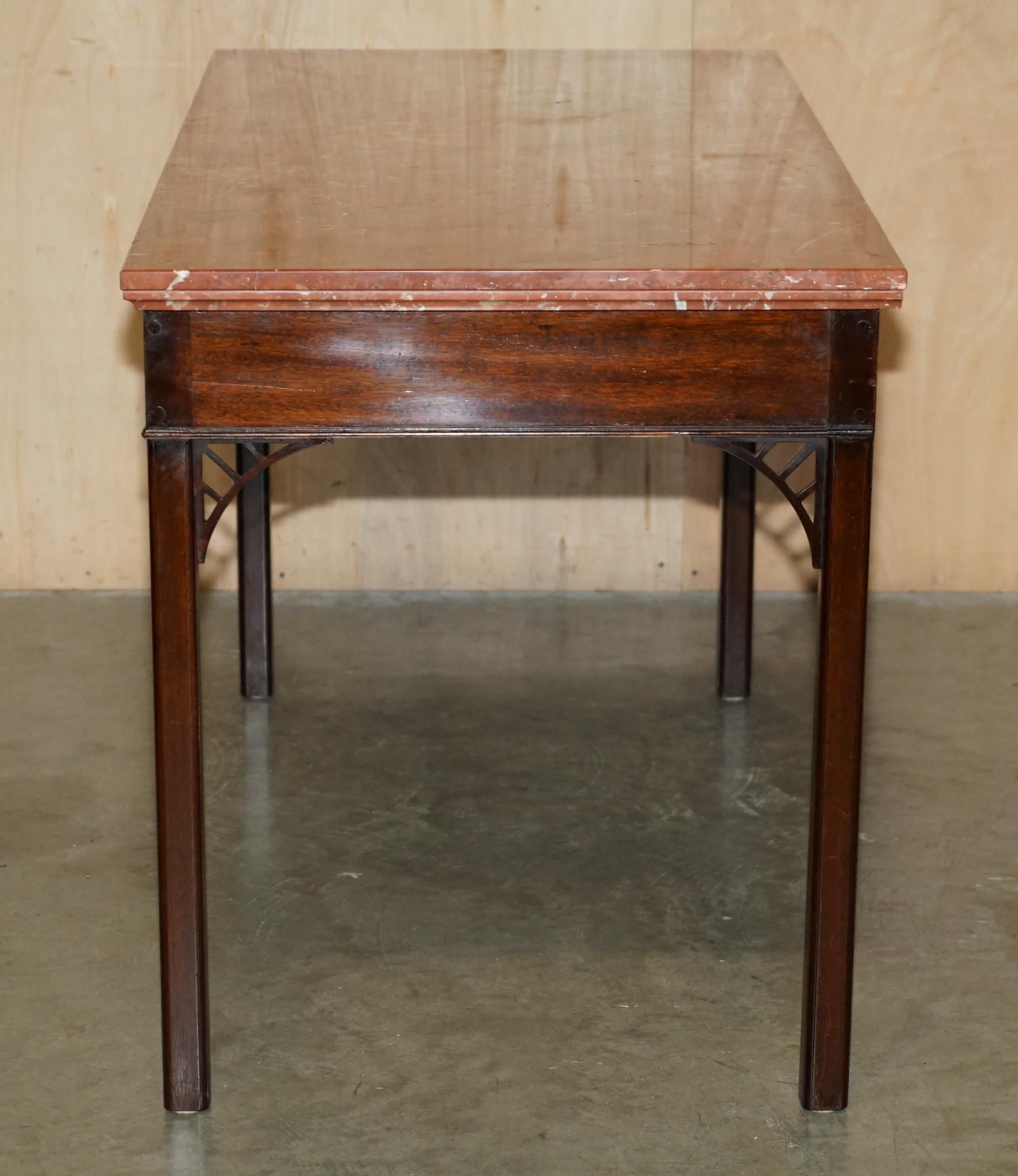 ANTIQUE CIRCA 1860 LARGE THOMAS CHIPPENDALE MARBLE TOP WRiTING OR HALL TABLE For Sale 10
