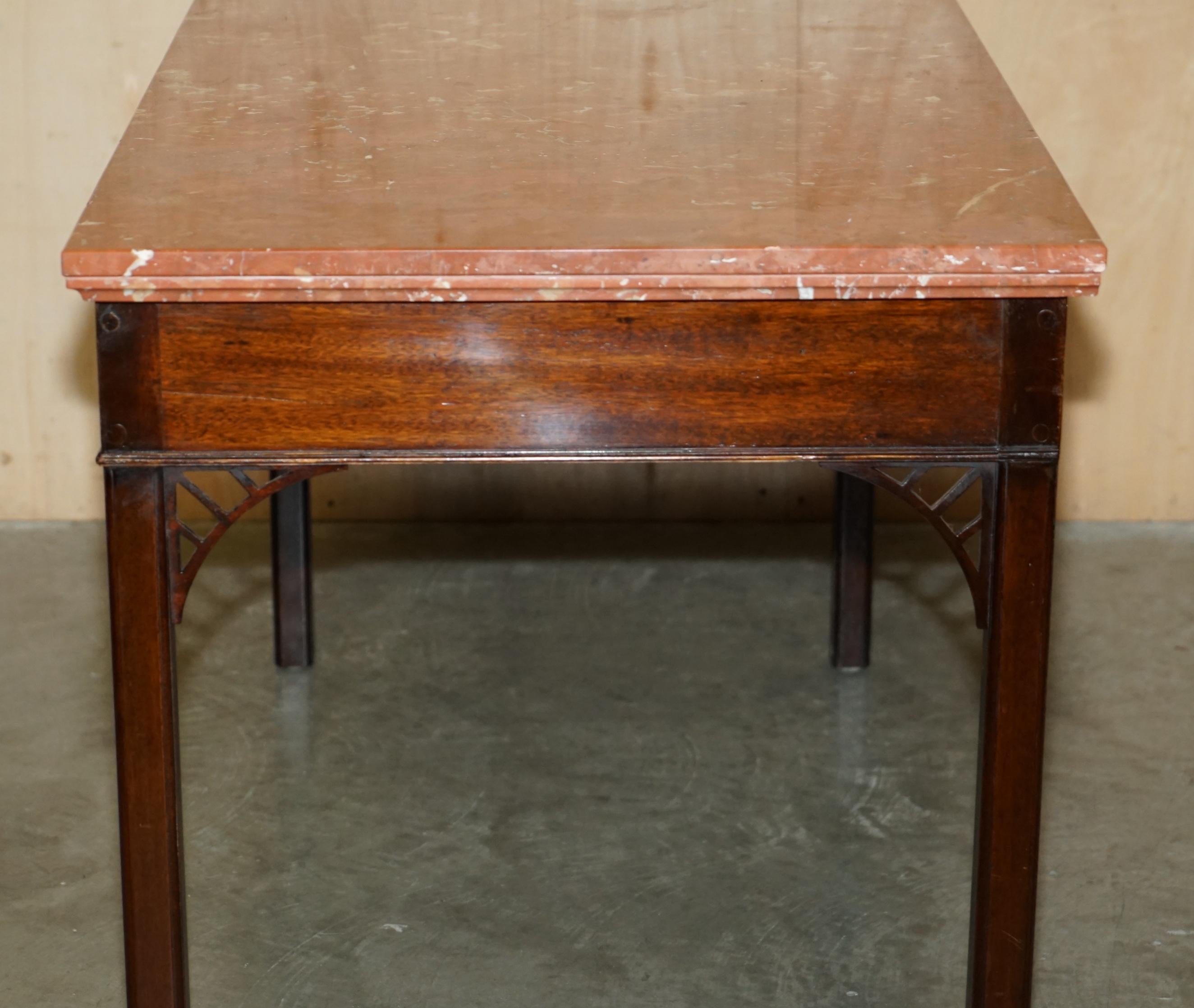 ANTIQUE CIRCA 1860 LARGE THOMAS CHIPPENDALE MARBLE TOP WRiTING OR HALL TABLE For Sale 11