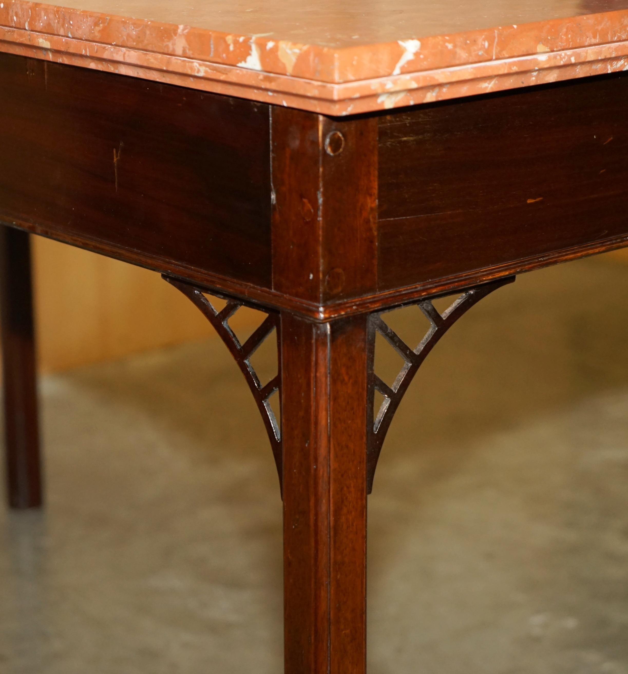 ANTIQUE CIRCA 1860 LARGE THOMAS CHIPPENDALE MARBLE TOP WRiTING OR HALL TABLE For Sale 12