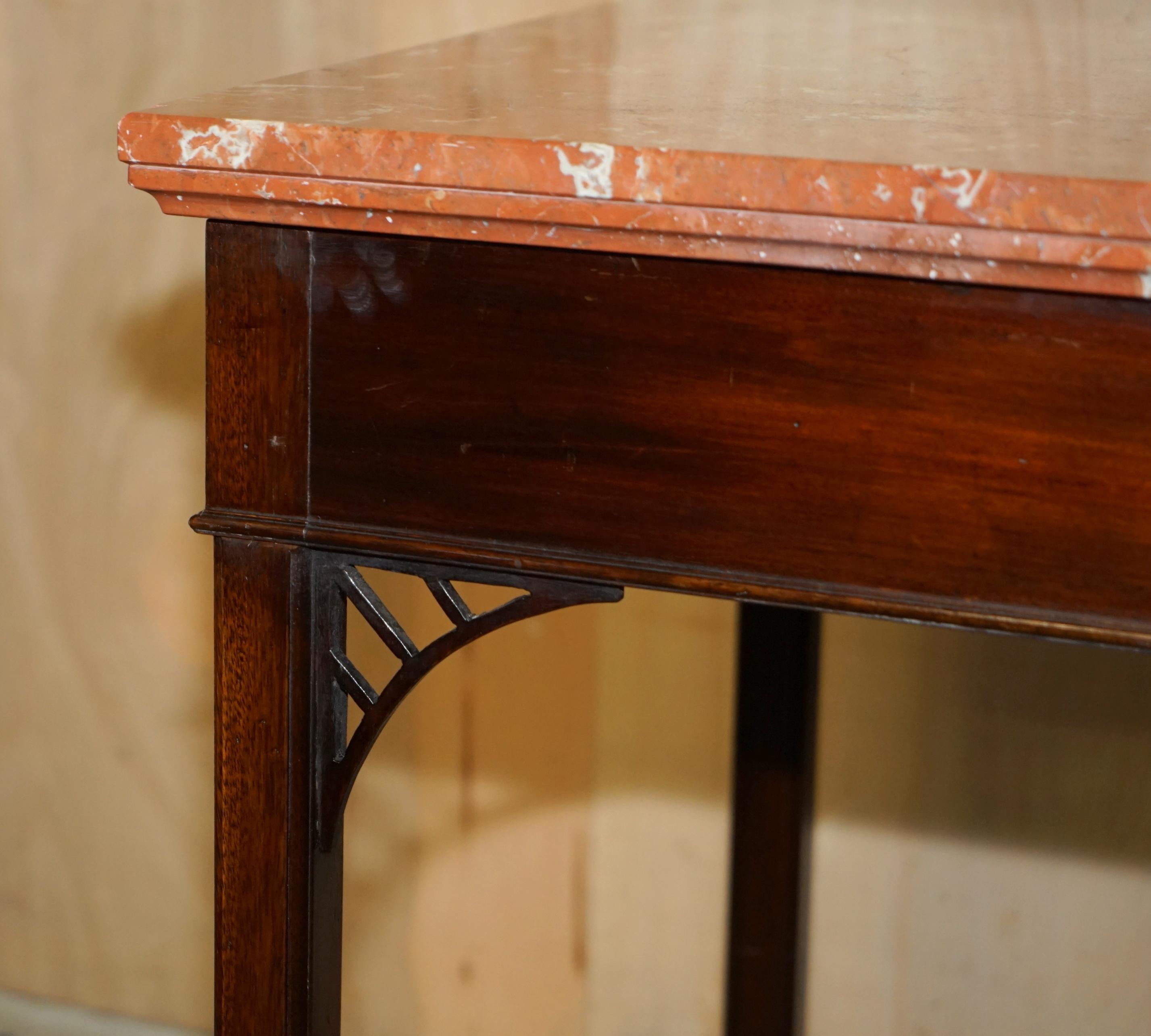 English ANTIQUE CIRCA 1860 LARGE THOMAS CHIPPENDALE MARBLE TOP WRiTING OR HALL TABLE For Sale