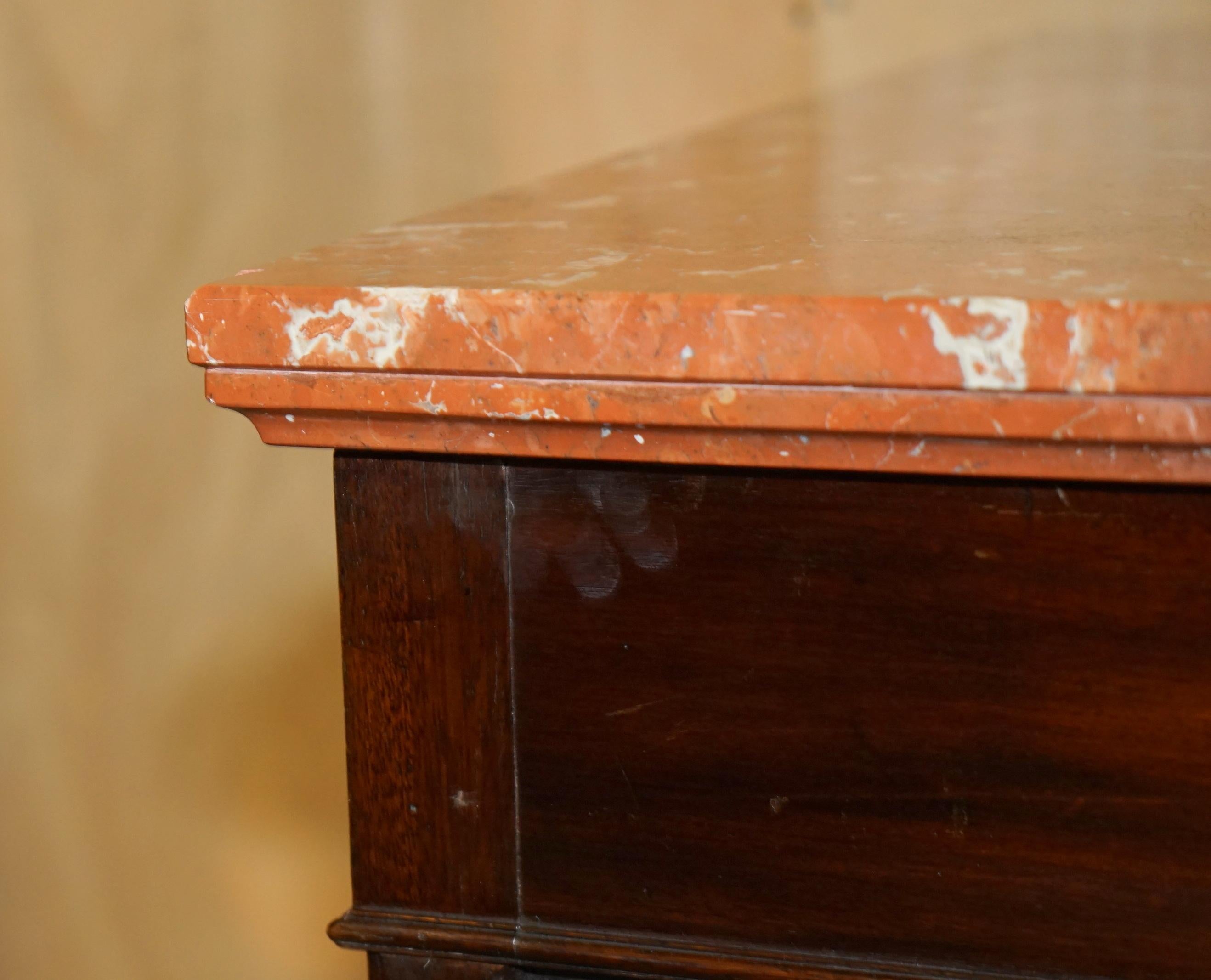 Mid-19th Century ANTIQUE CIRCA 1860 LARGE THOMAS CHIPPENDALE MARBLE TOP WRiTING OR HALL TABLE For Sale
