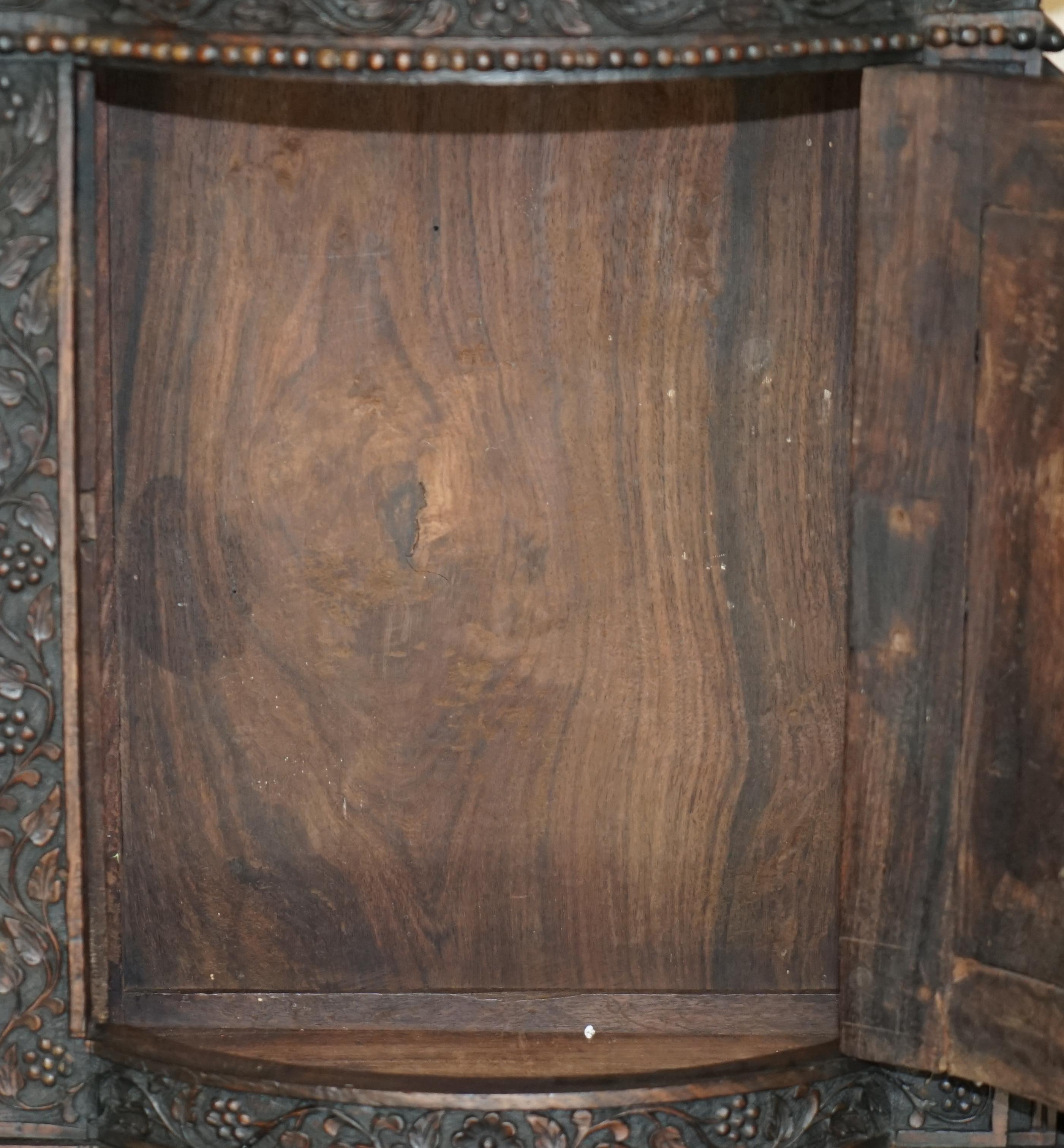 Antique circa 1860 Ornately Hand Carved Burmese Temple Dresser Sideboard Cabinet For Sale 10