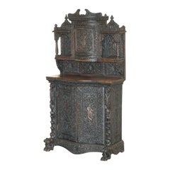 ANTIGUO ARMARIO TALLADO A MANO CIRCA 1860 TEMPLO BURMÉS SiDEBOARD CABINET
