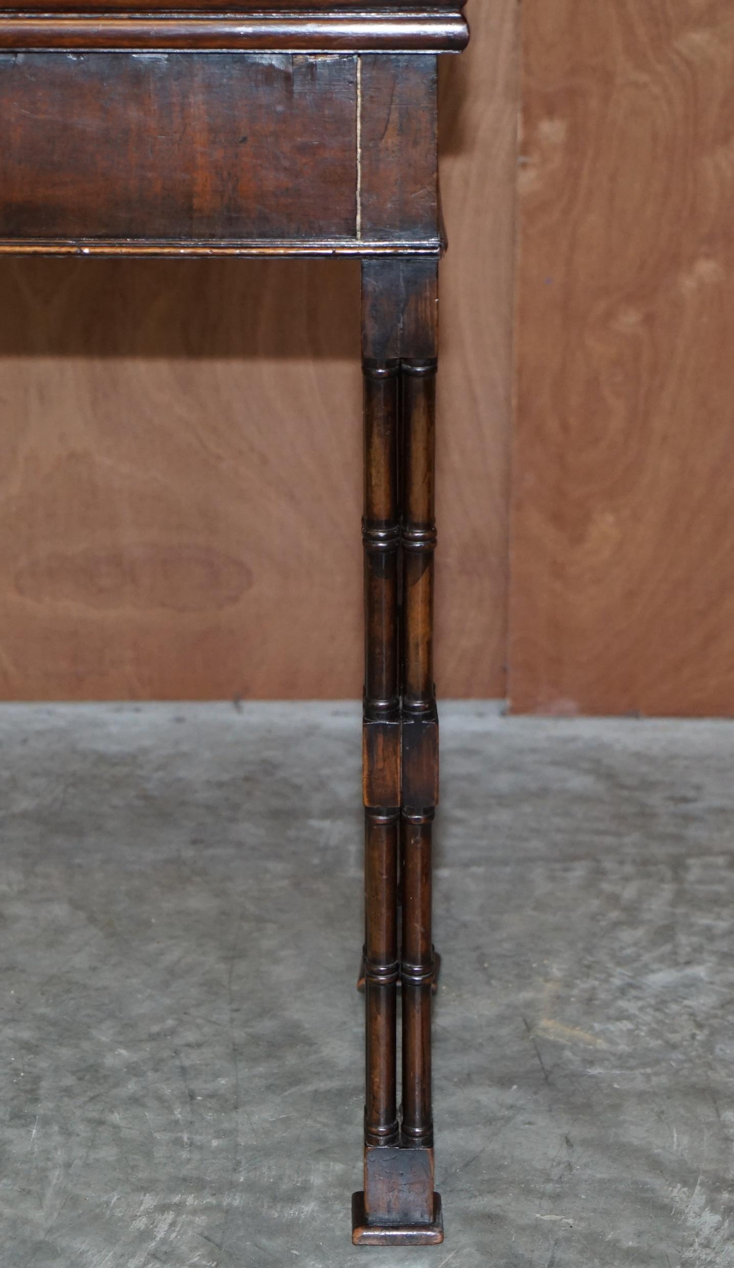 Hardwood Antique circa 1860 Thomas Chippendale Cluster Column Leg Fold over Card Table For Sale