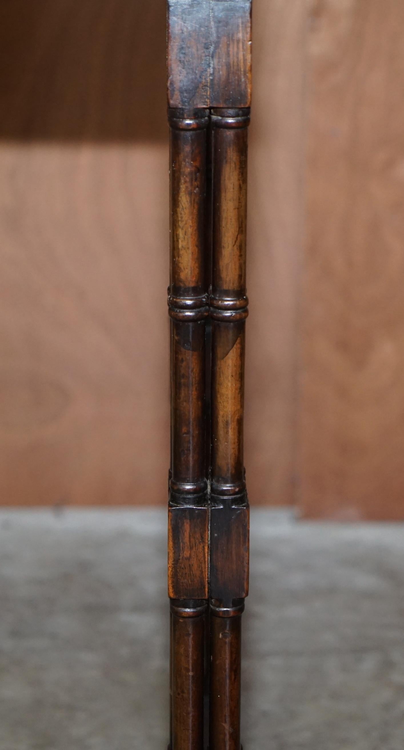 Antique circa 1860 Thomas Chippendale Cluster Column Leg Fold over Card Table For Sale 1