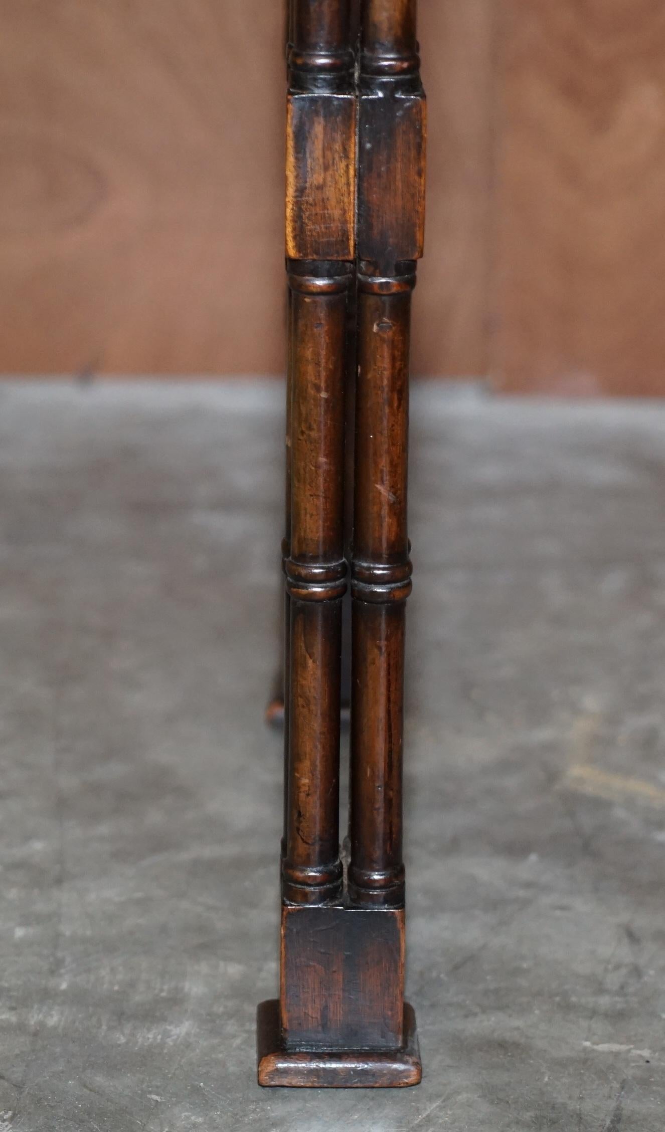 Antique circa 1860 Thomas Chippendale Cluster Column Leg Fold over Card Table For Sale 2