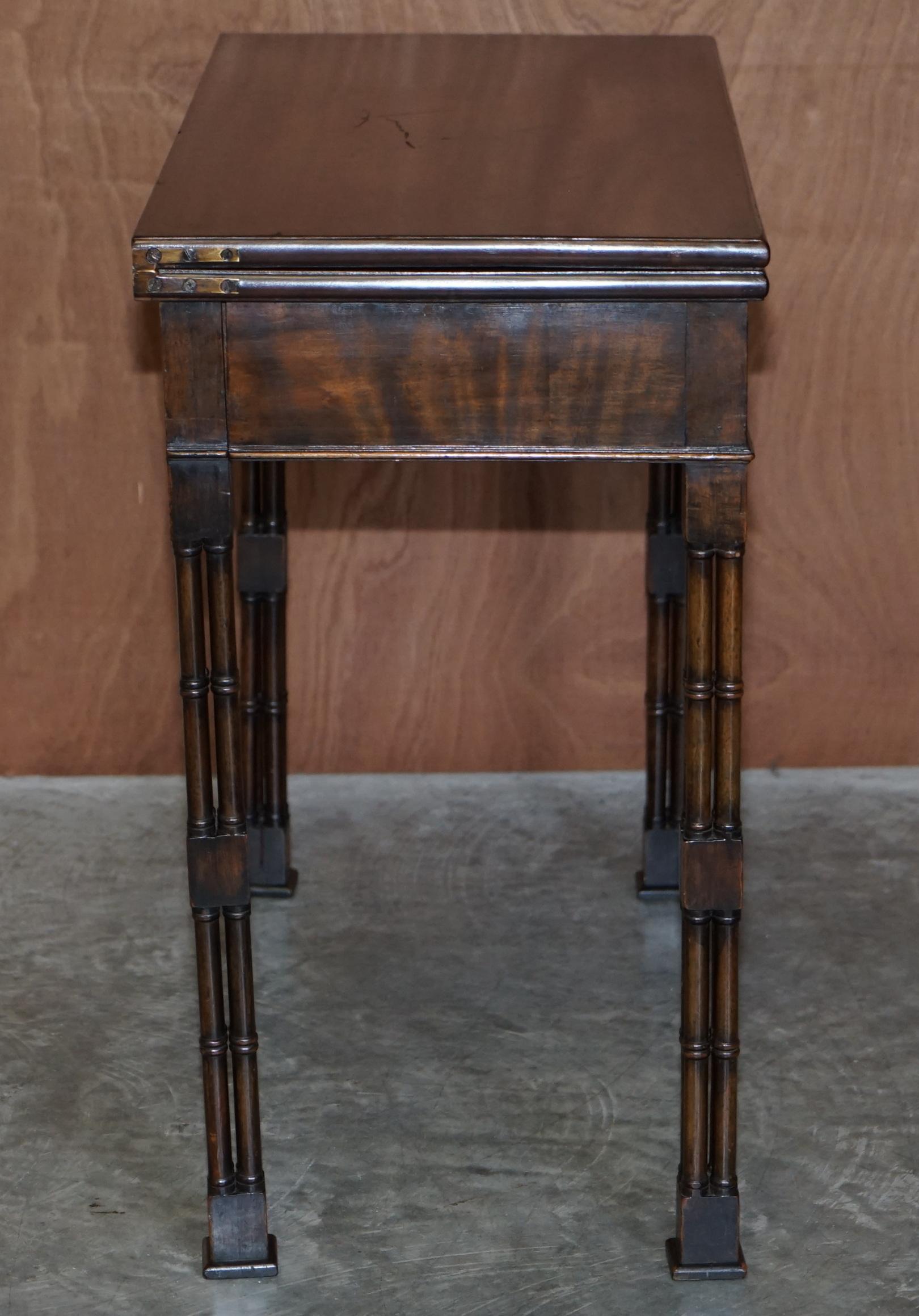 Antique circa 1860 Thomas Chippendale Cluster Column Leg Fold over Card Table For Sale 3