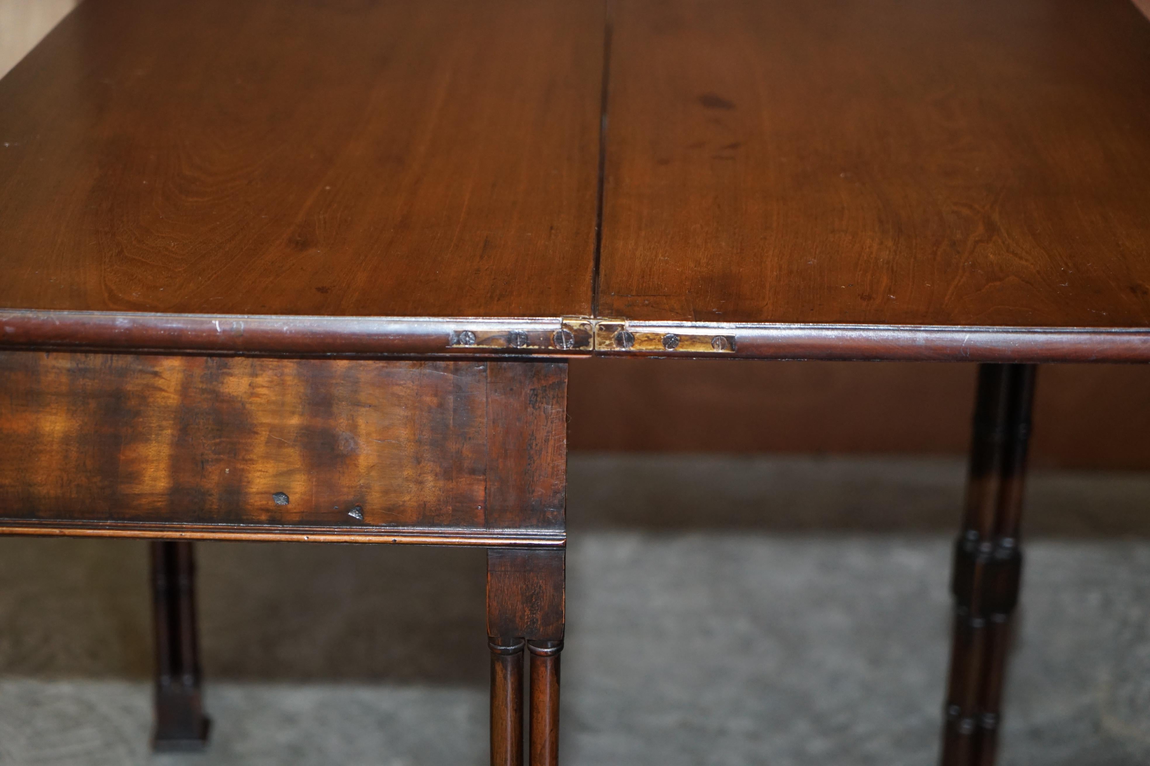 Antique circa 1860 Thomas Chippendale Cluster Column Leg Fold over Card Table For Sale 10