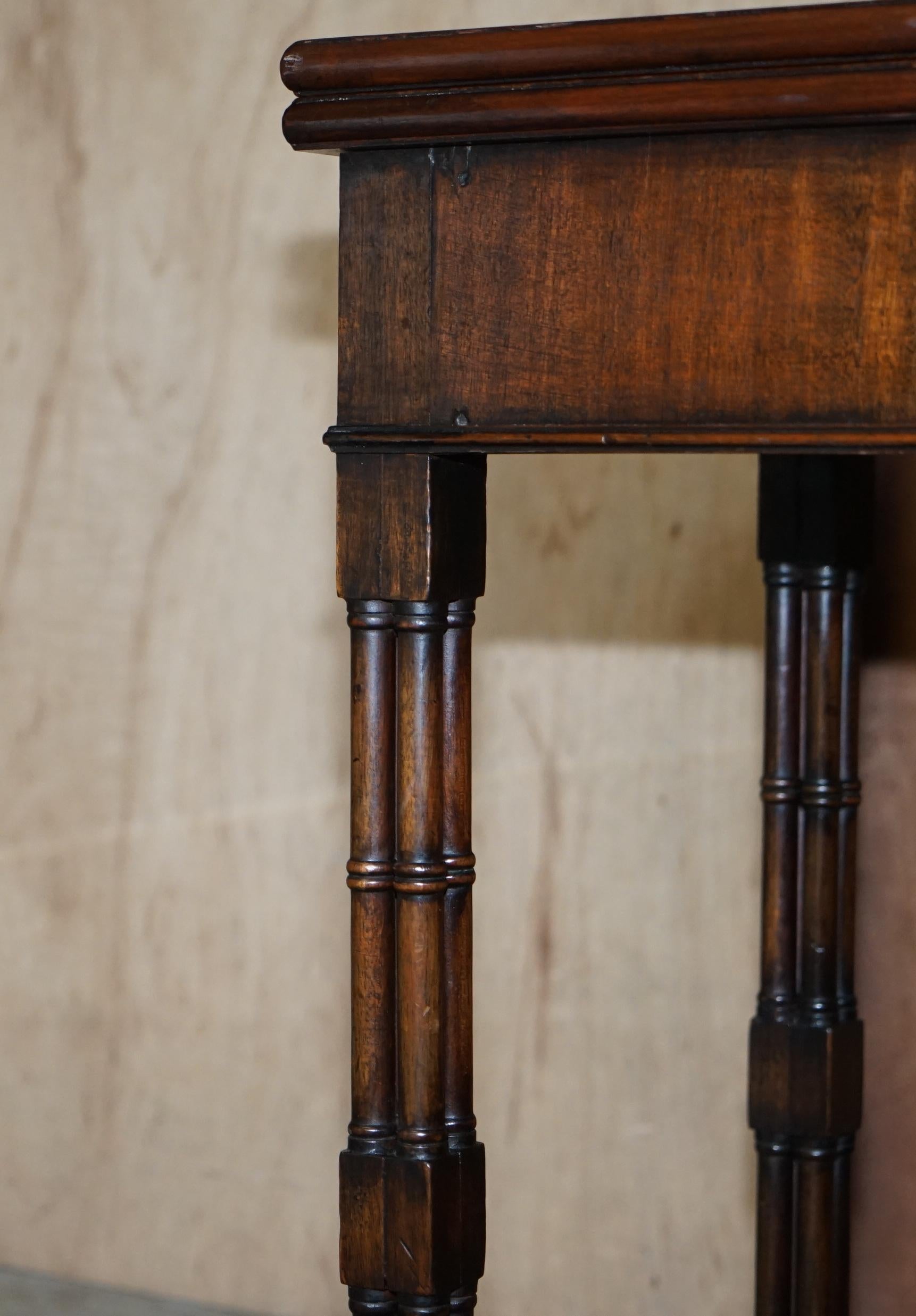 Hand-Crafted Antique circa 1860 Thomas Chippendale Cluster Column Leg Fold over Card Table For Sale