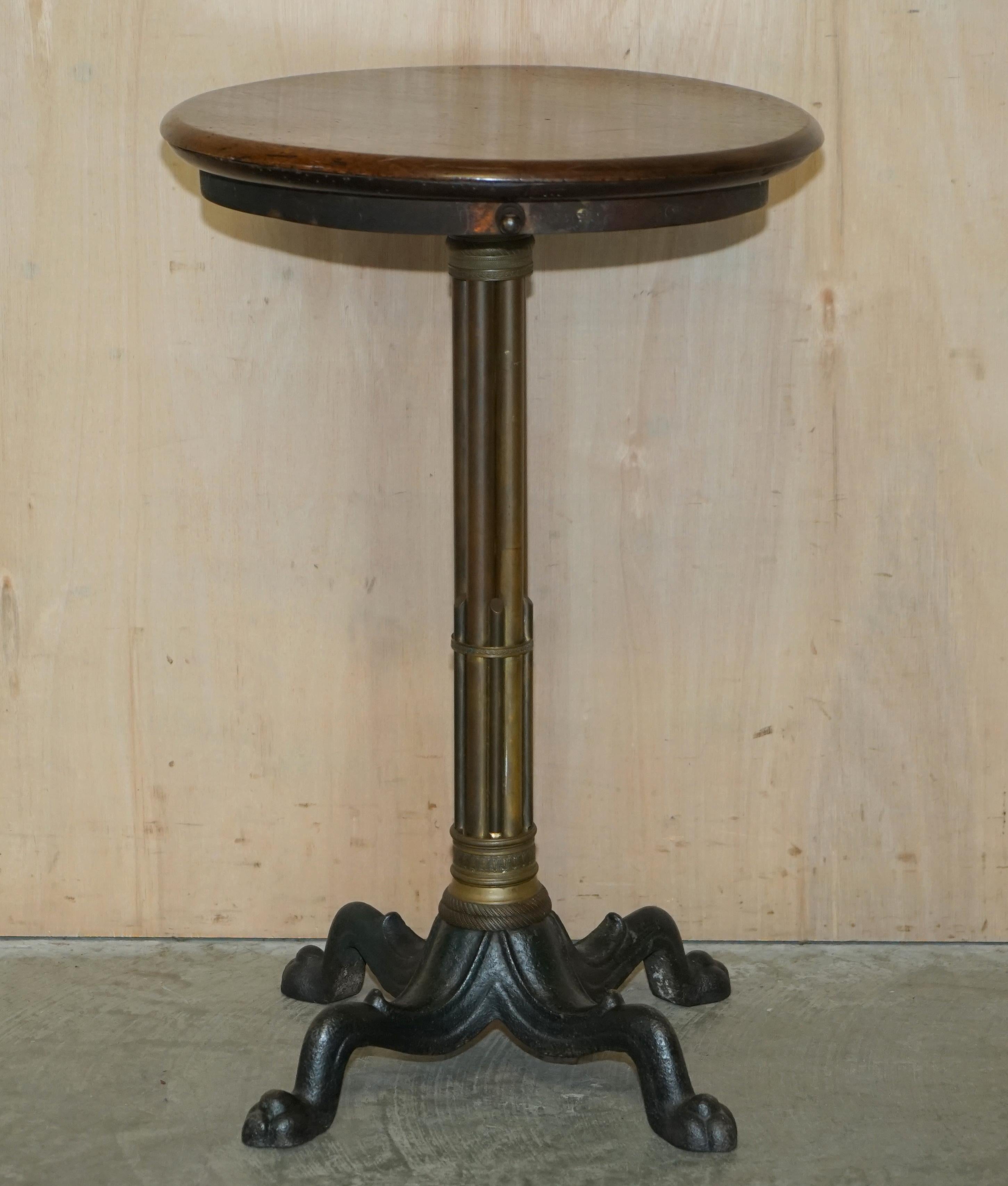 High Victorian Antique circa 1860 Victorian Cast Iron & Bronze Side End Lamp Wine Table For Sale