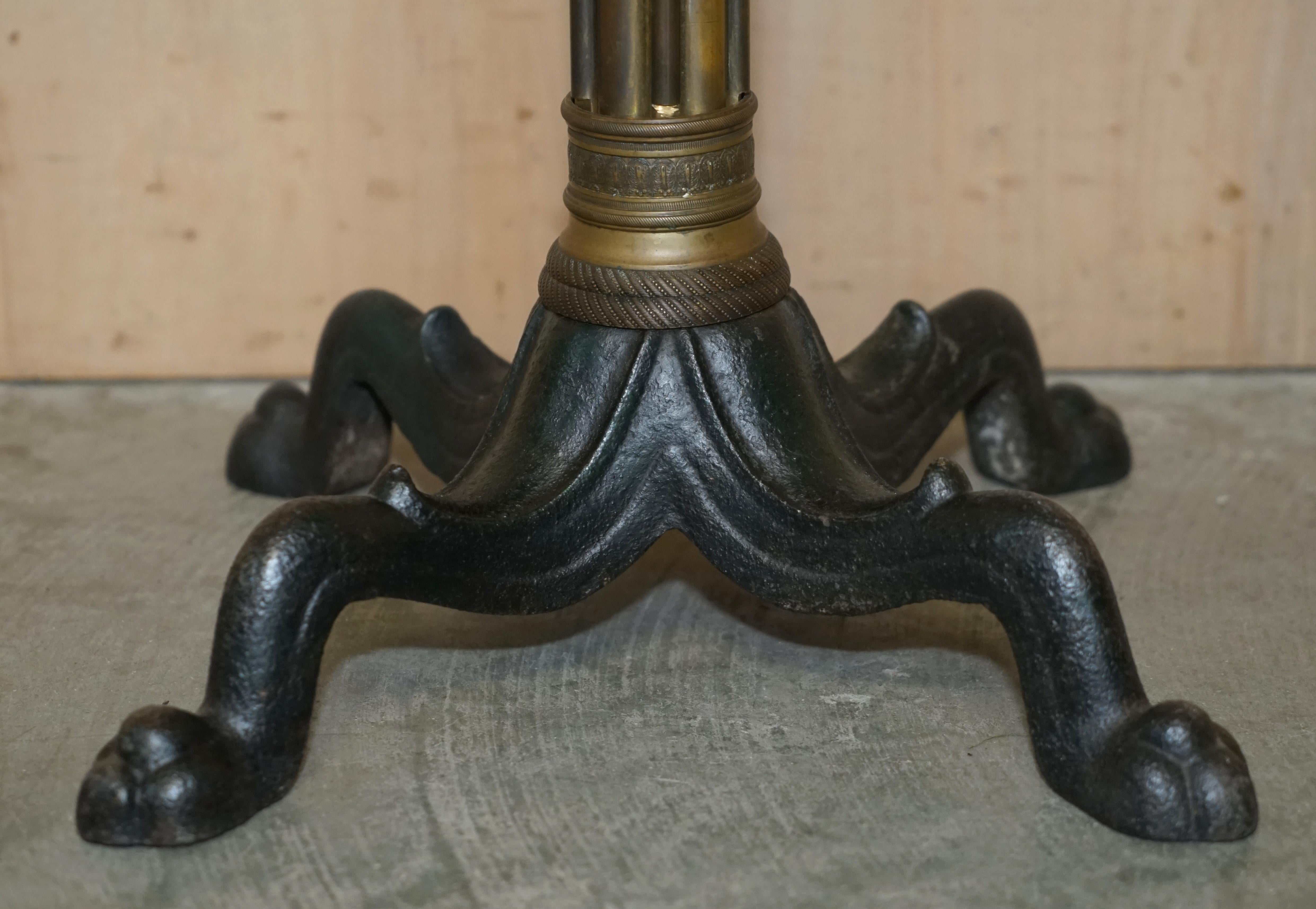 Antique circa 1860 Victorian Cast Iron & Bronze Side End Lamp Wine Table For Sale 2