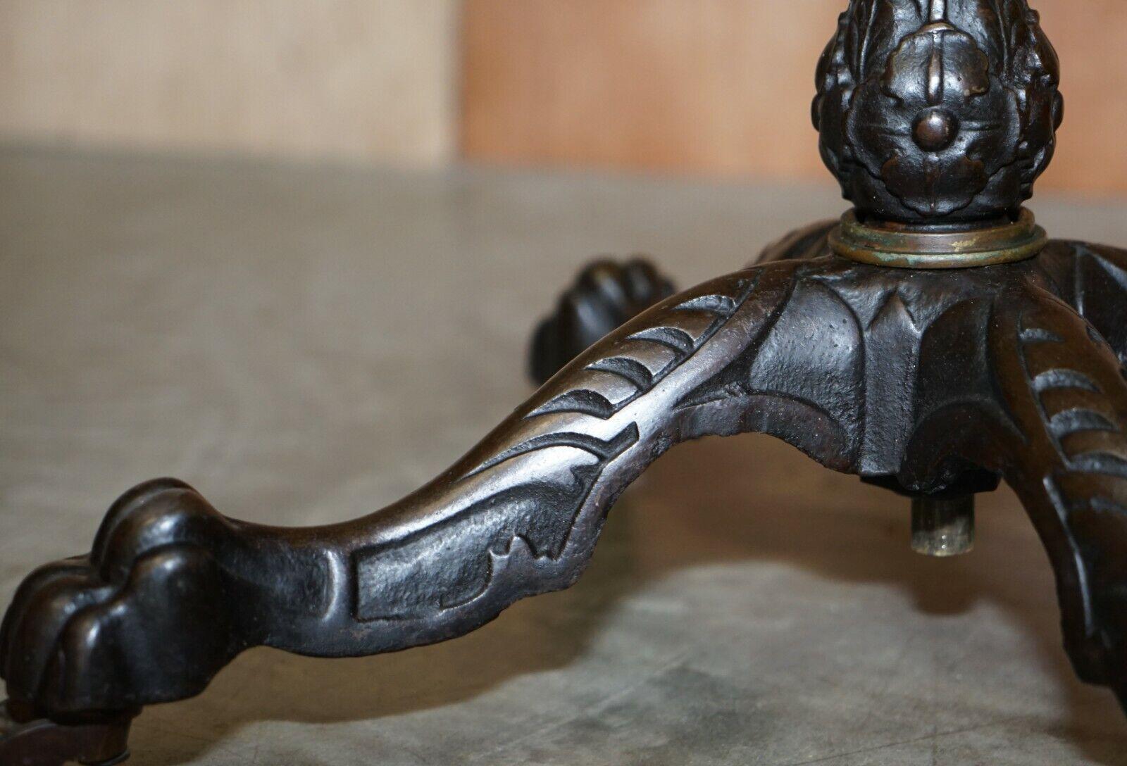 Antique circa 1860 Victorian Hardwood & Brass Adjustable Side End Lamp Table For Sale 5