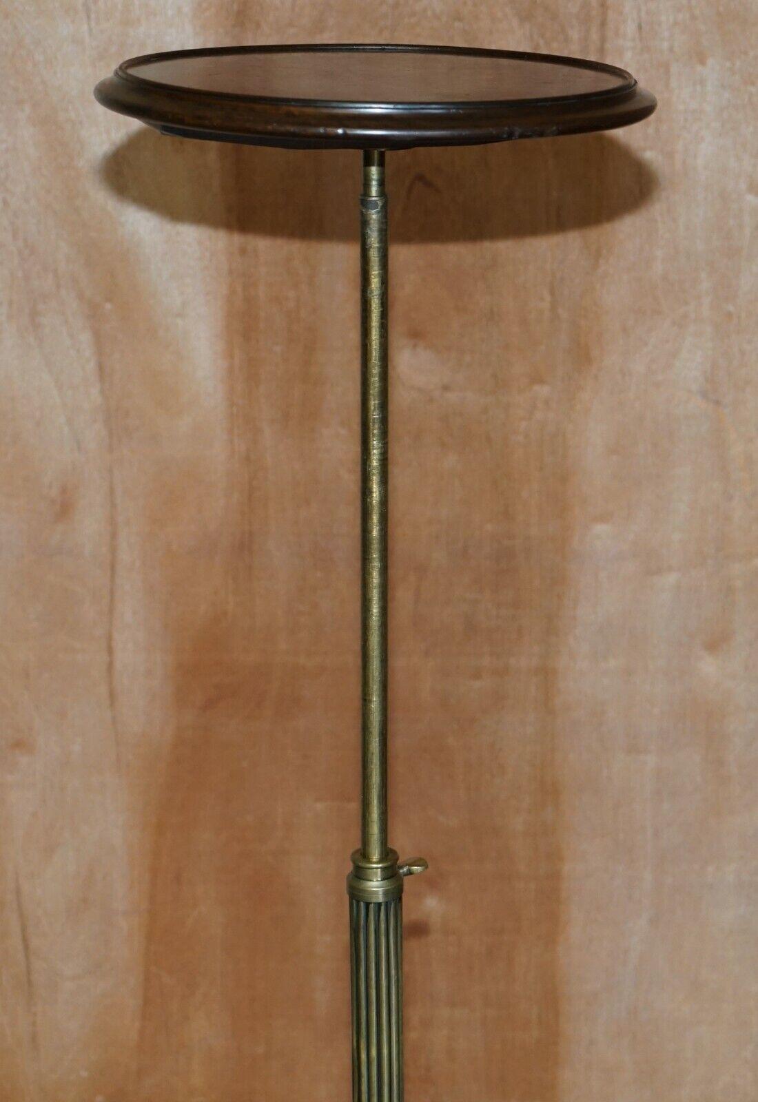 Antique circa 1860 Victorian Hardwood & Brass Adjustable Side End Lamp Table For Sale 7