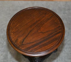 Antique circa 1860 Victorian Hardwood & Brass Adjustable Side End Lamp Table