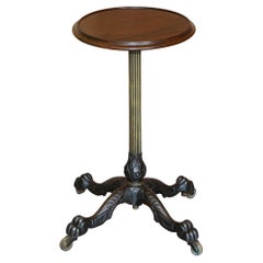 Antique circa 1860 Victorian Hardwood & Brass Adjustable Side End Lamp Table