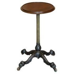 Antique circa 1860 Victorian Hardwood & Brass Adjustable Side End Lamp Table