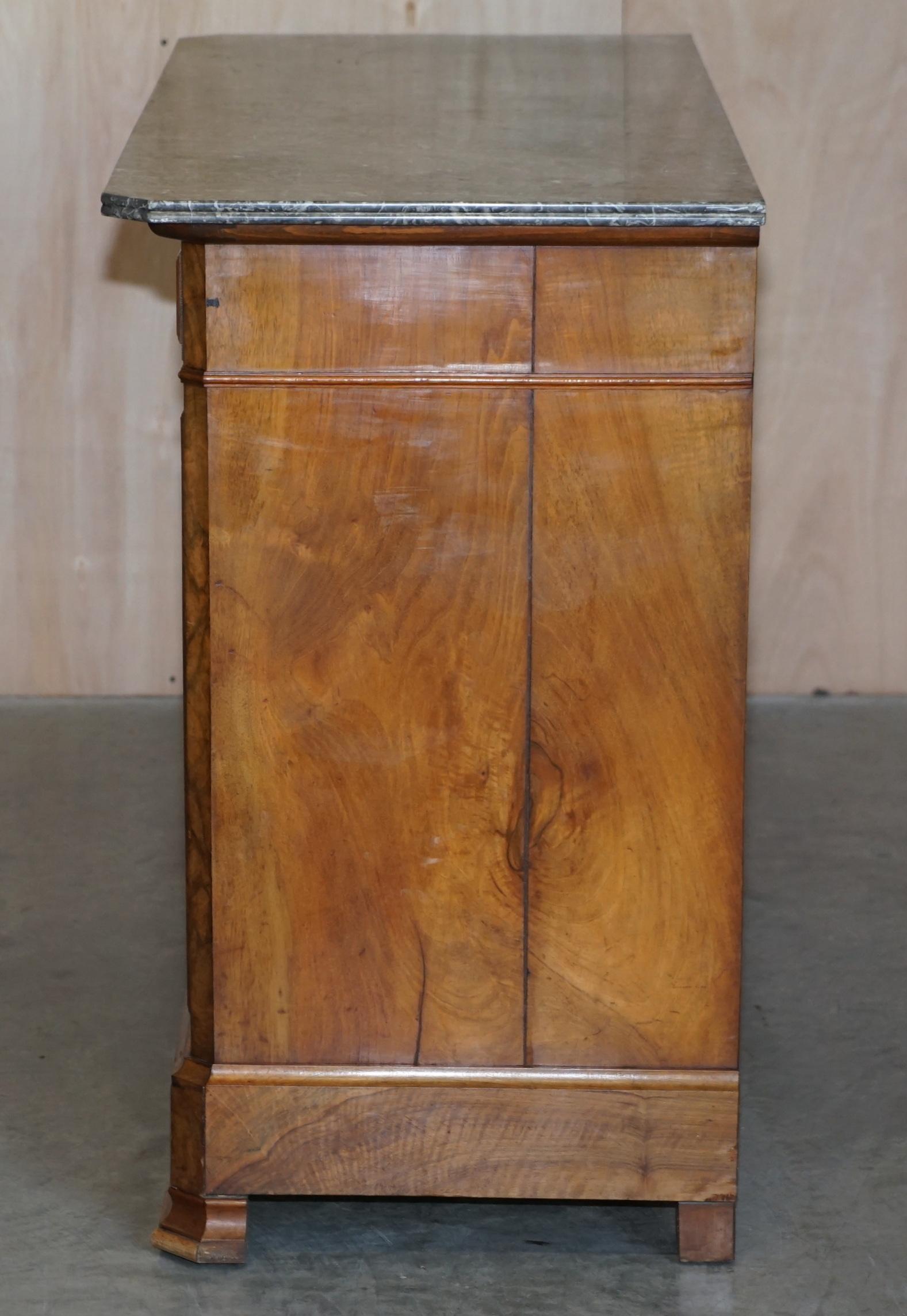 Antique circa 1860 Walnut & Marble Topped Chest of Drawers with Original Key For Sale 8