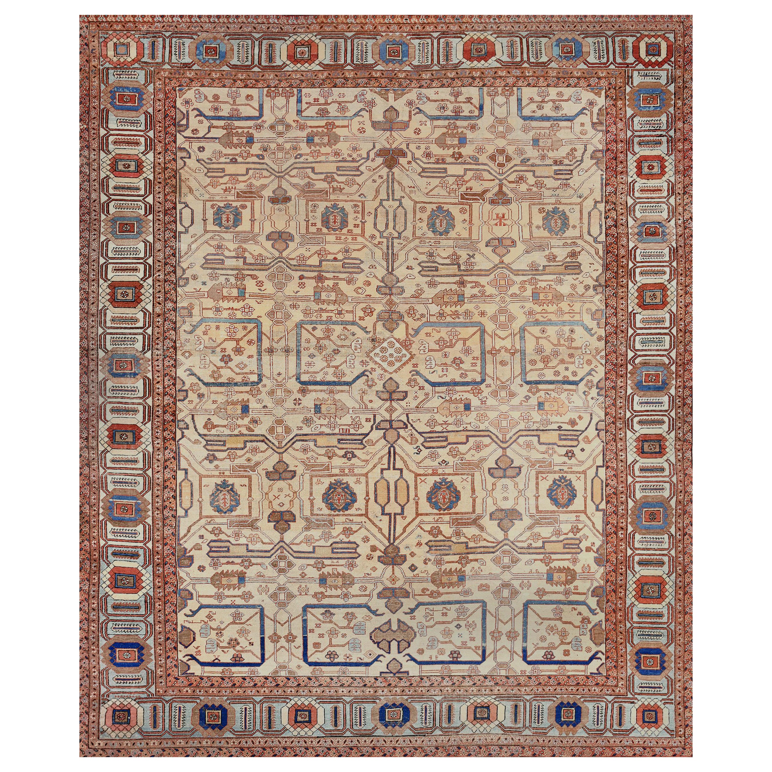 Antiker Bakhshiash-Teppich aus hellbrauner Wolle, circa 1860, groß, persisch im Angebot