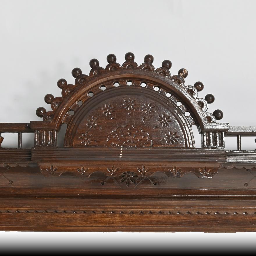 Hand-Carved Antique Circa 1870 American Aesthetic Movement Carved Wood Over Mantle Mirror For Sale