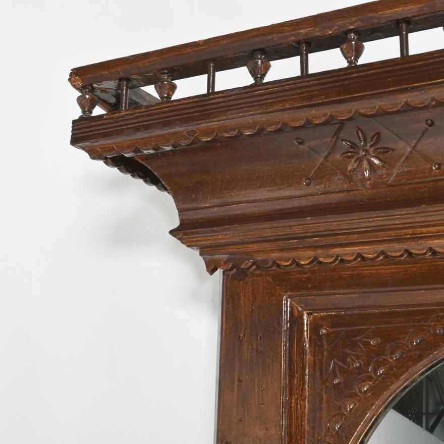 Antique Circa 1870 American Aesthetic Movement Carved Wood Over Mantle Mirror In Good Condition For Sale In Los Angeles, CA