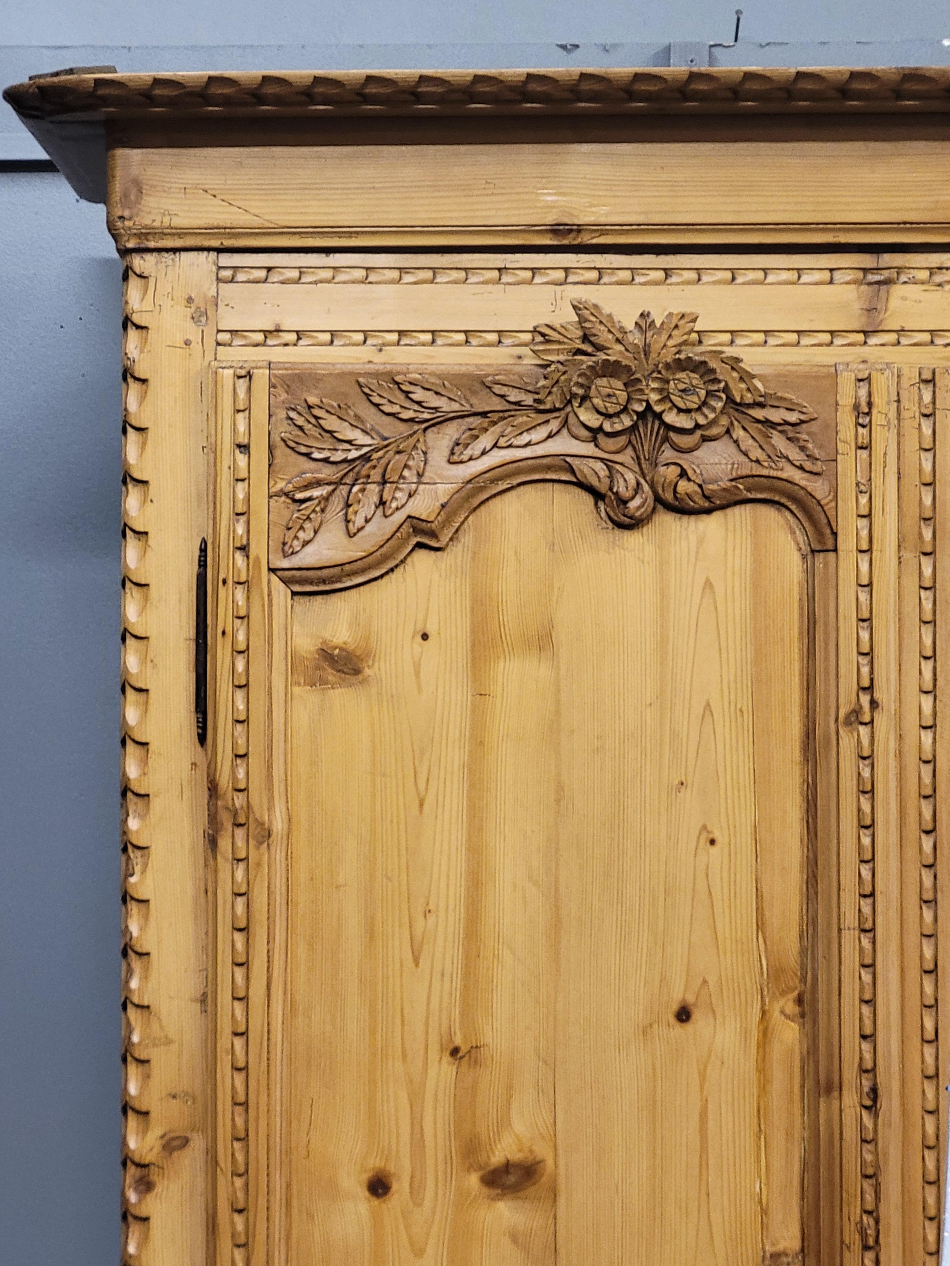 Antique Circa 1870 French Provincial Pine Wedding Armoire 1