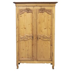 Antique Circa 1870 French Provincial Pine Wedding Armoire