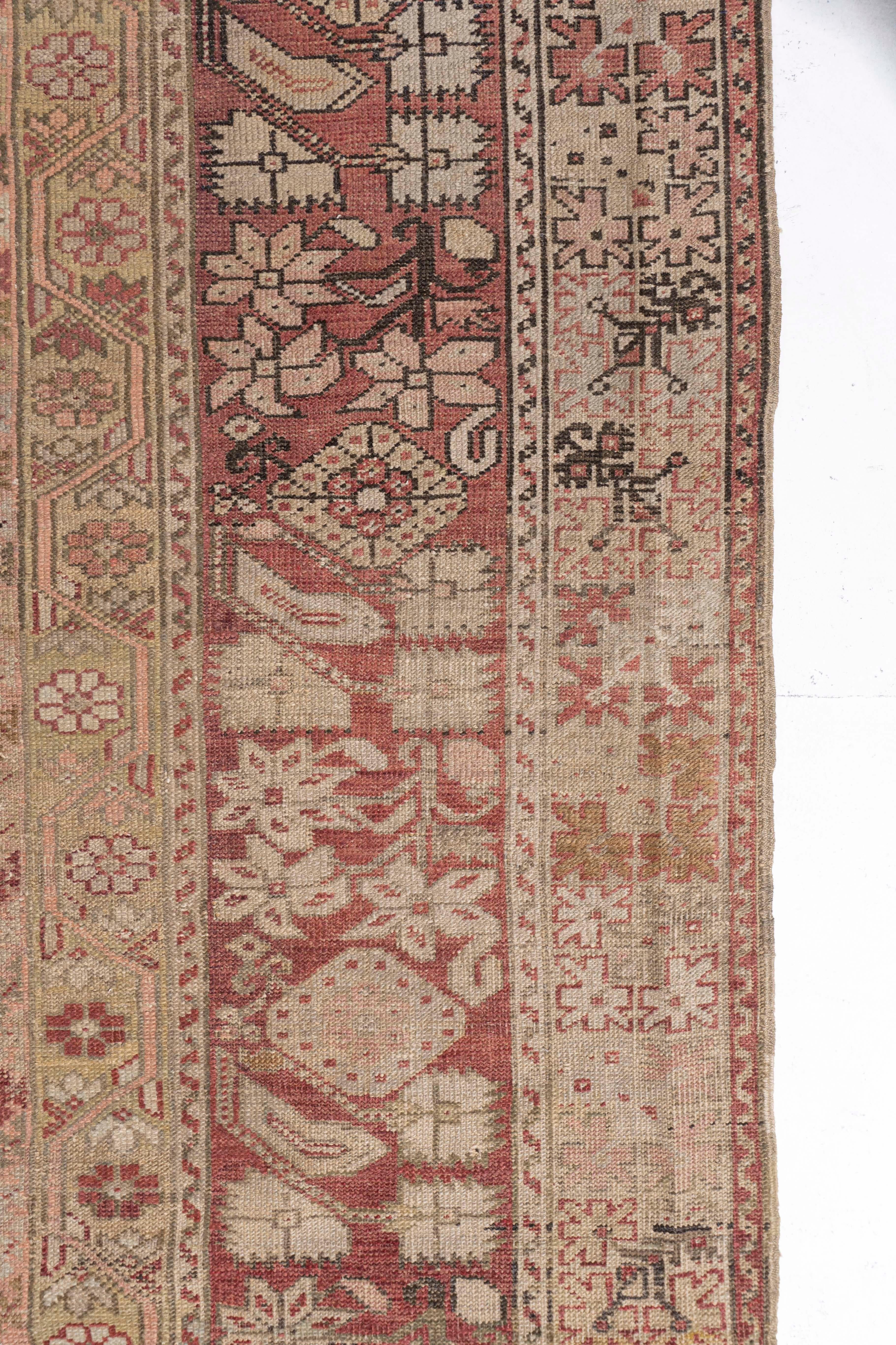 Antiker, handgeknüpfter, weicher, pfirsichfarbener, türkischer Ghiordes-Teppich aus der Zeit um 1870 13'8 X 17'7 im Angebot 3