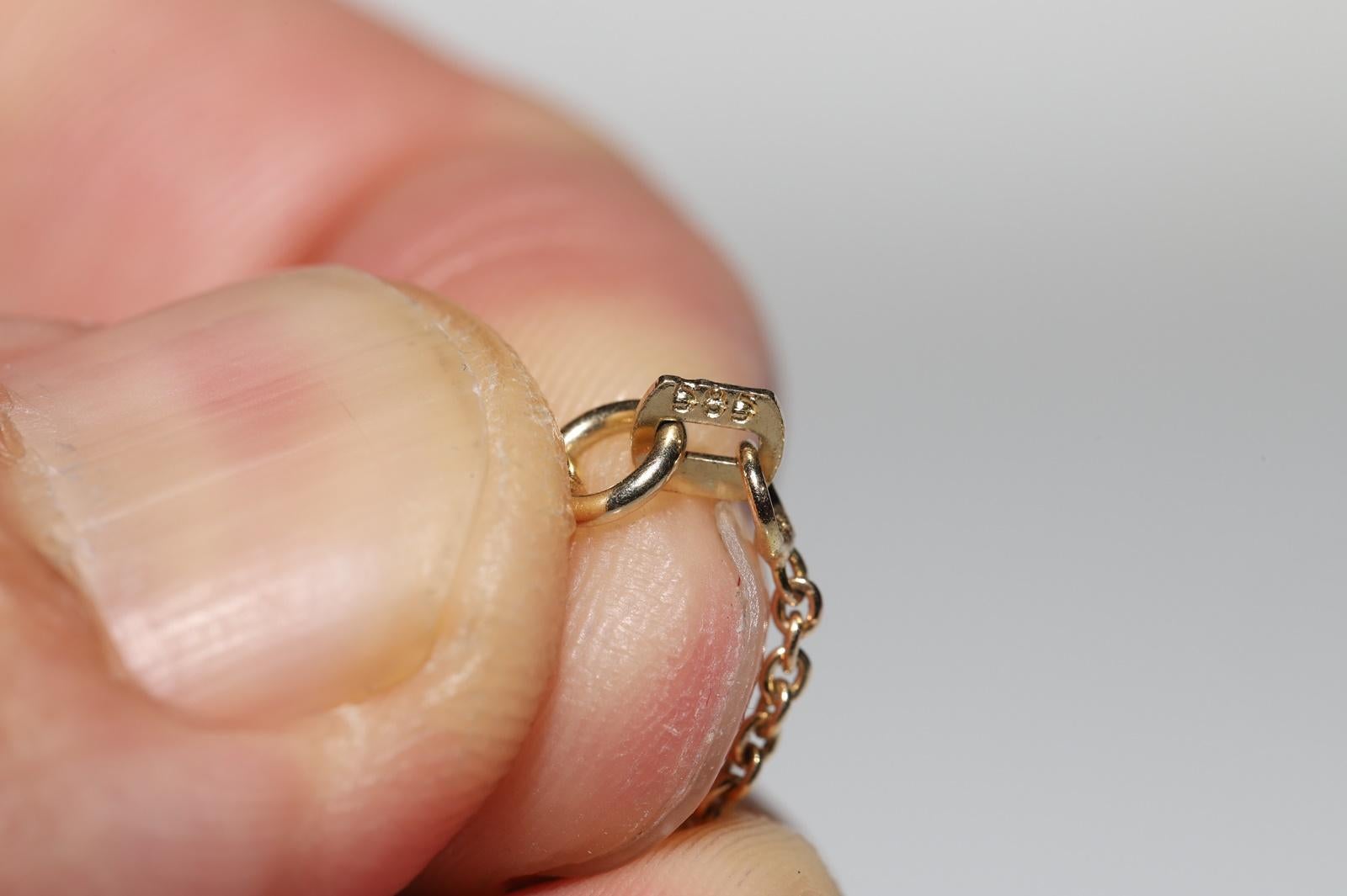 Antique datant des années 1870, or 14 carats, diamant naturel taille rose  Collier à pendentifs en forme de goutte en vente 4