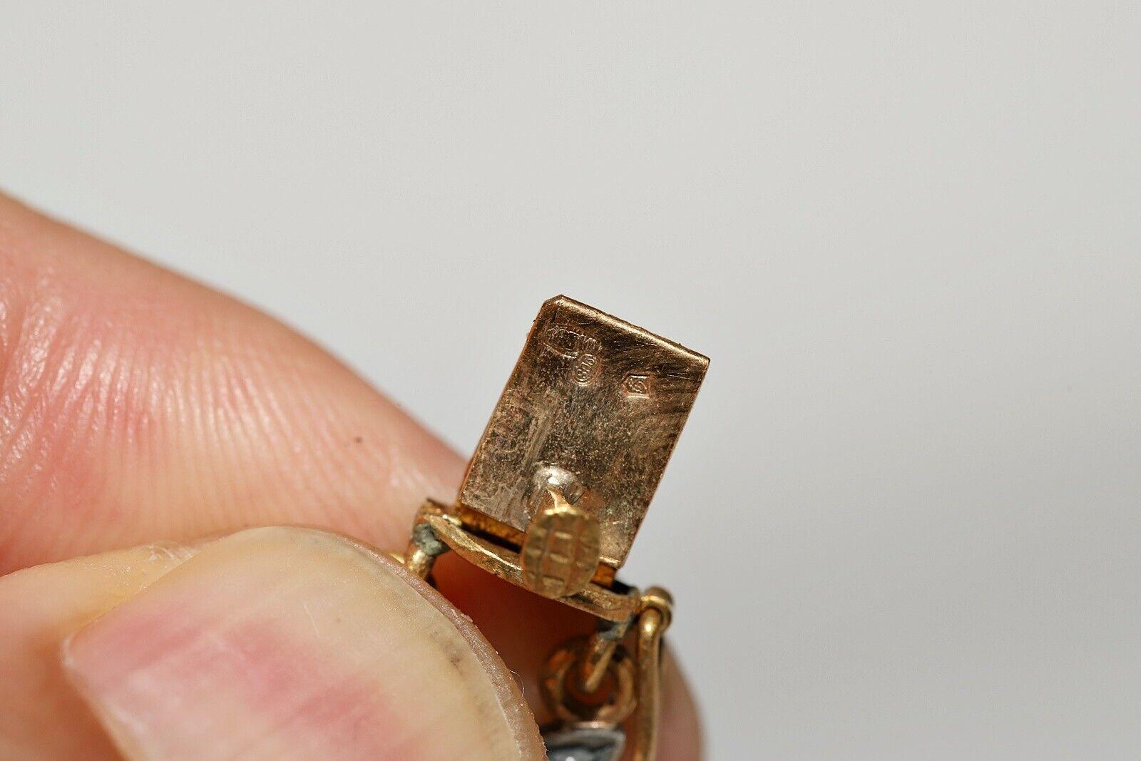 Antike CIRCA 1870s 18k Gold Top Silber natürlichen Diamanten und Saphir-Armband im Angebot 6