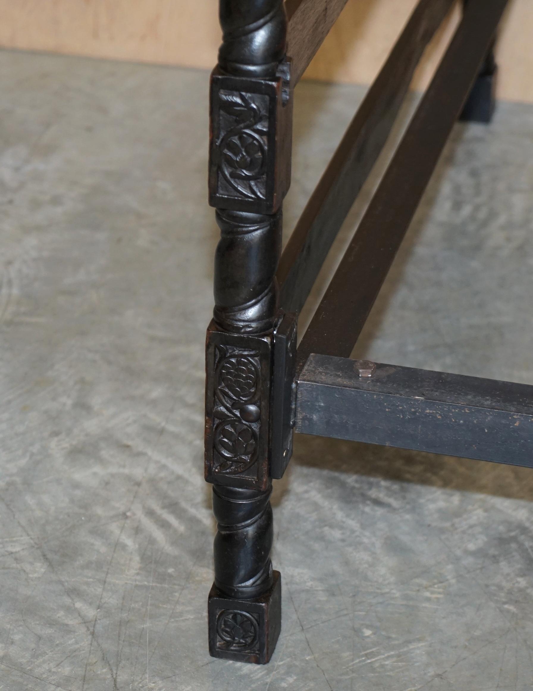 Antique circa 1880 Anglo Indian Colonial Hardwood Heavily Carved Bed Frame 6