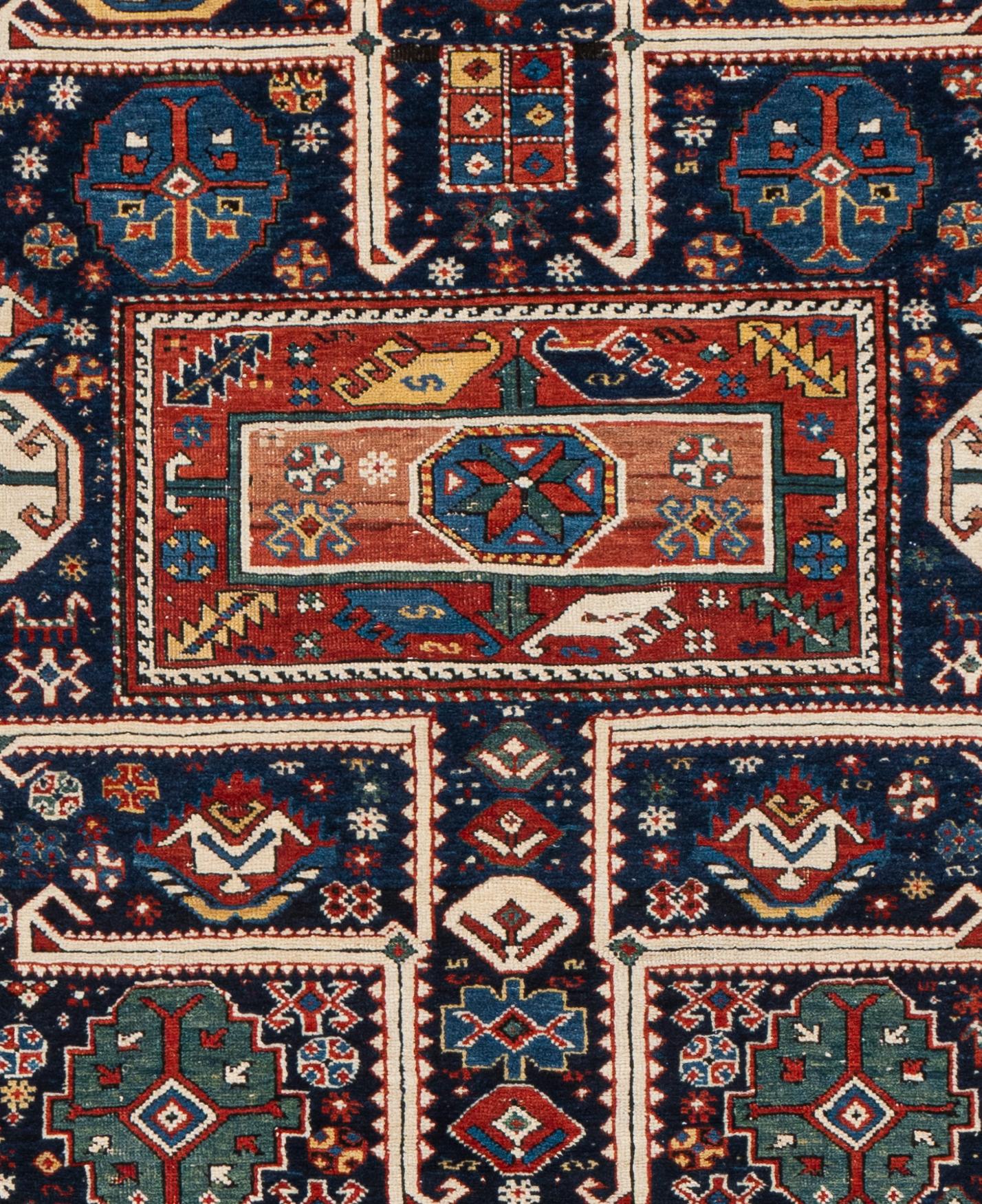 Antiguo Circa 1880 Azul Akstafa Caucásico Alfombra Anudada a Mano 3'10 X 8'2 en venta 2