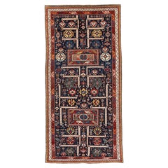 Antiquités Circa 1880 Bleu Akstafa Caucasian Hand Knotted Rug 3'10 X 8'2
