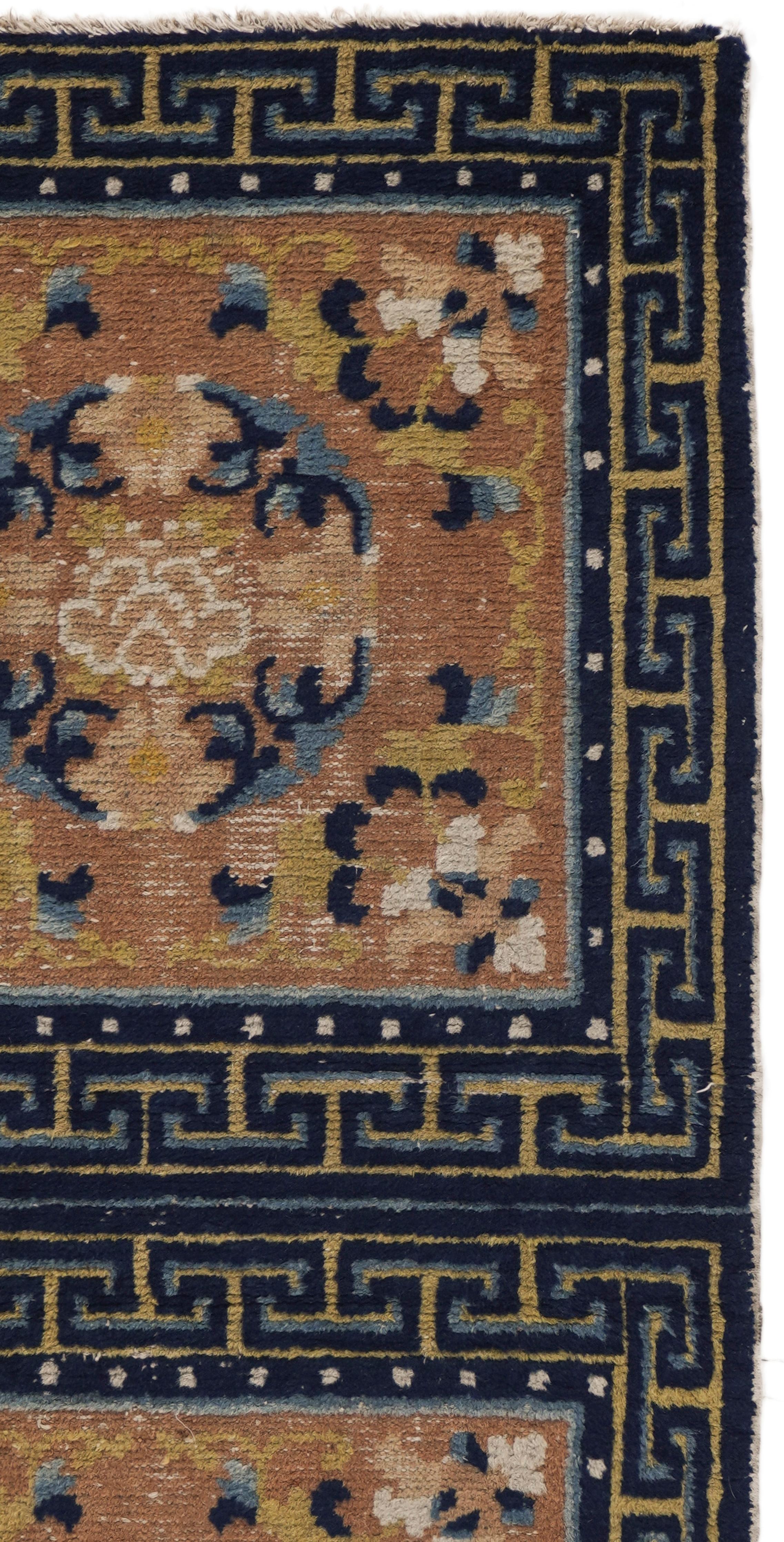Cinese Antico cuscino doppio annodato a mano cinese Ningzia blu del 1880, 2'2 X 4'2 in vendita