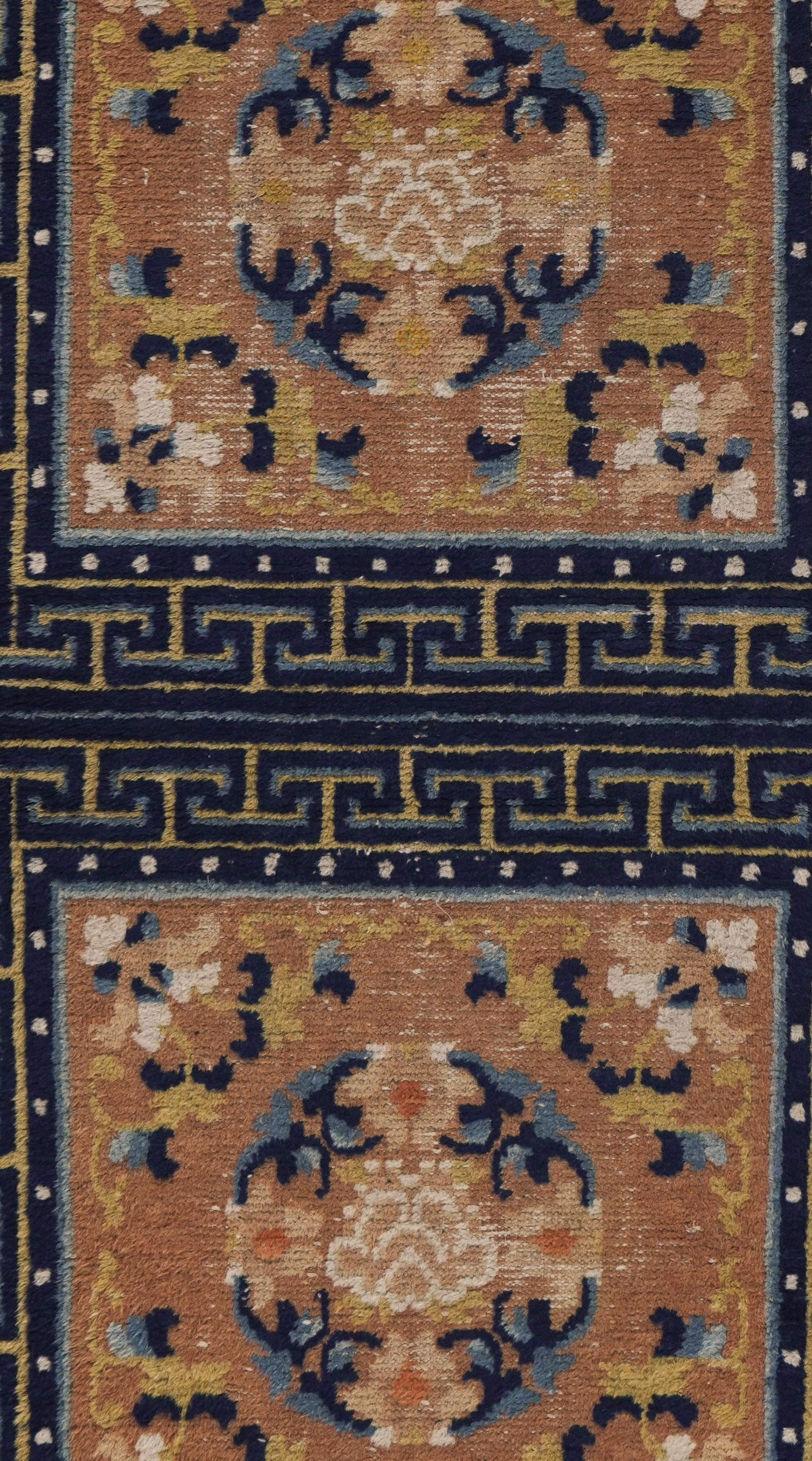 Antiquité Circa 1880 Bleu Ningzia Chinois Oreiller double noué à la main 2'2 X 4'2 en vente 1