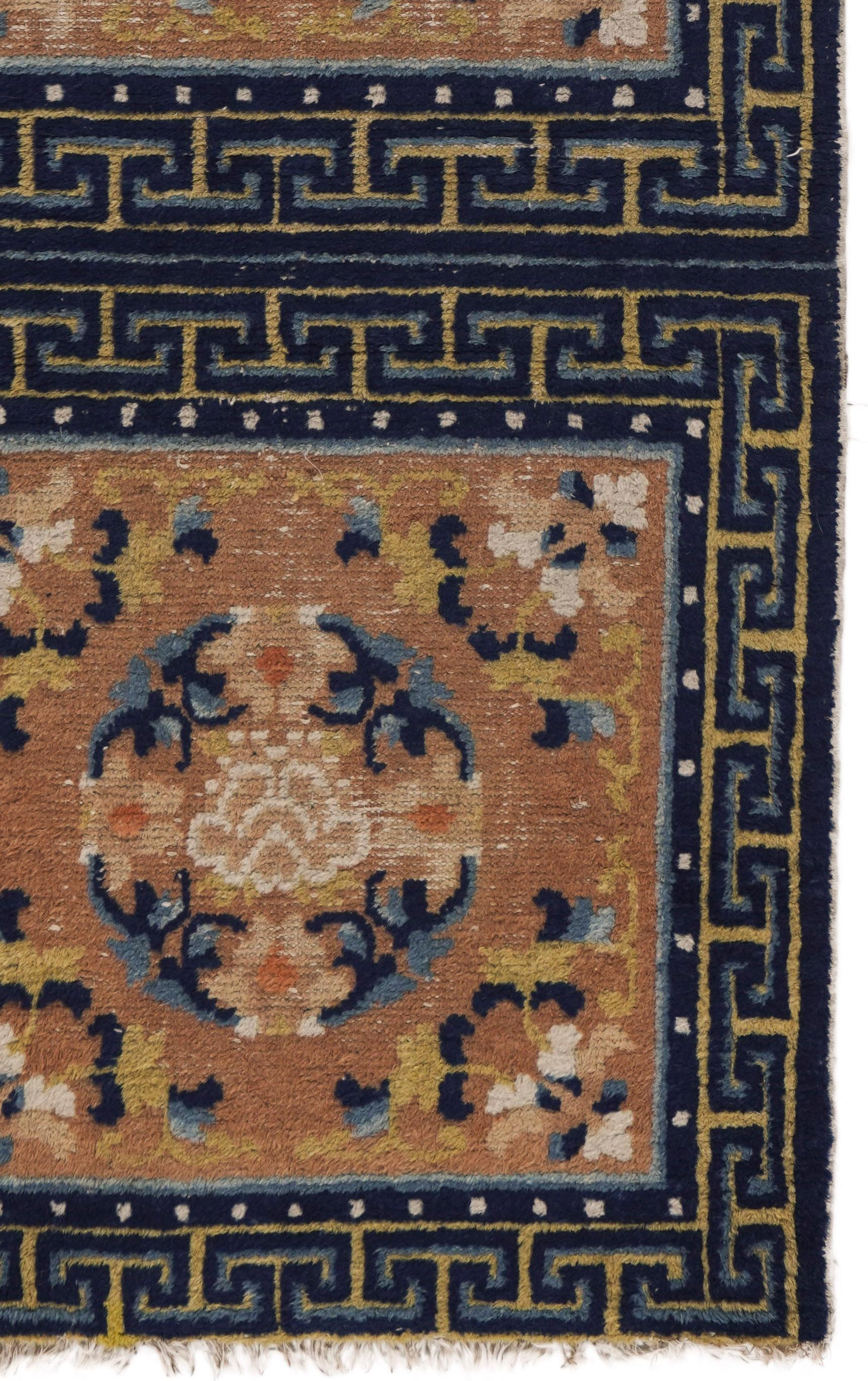 Antiquité Circa 1880 Bleu Ningzia Chinois Oreiller double noué à la main 2'2 X 4'2 en vente 2