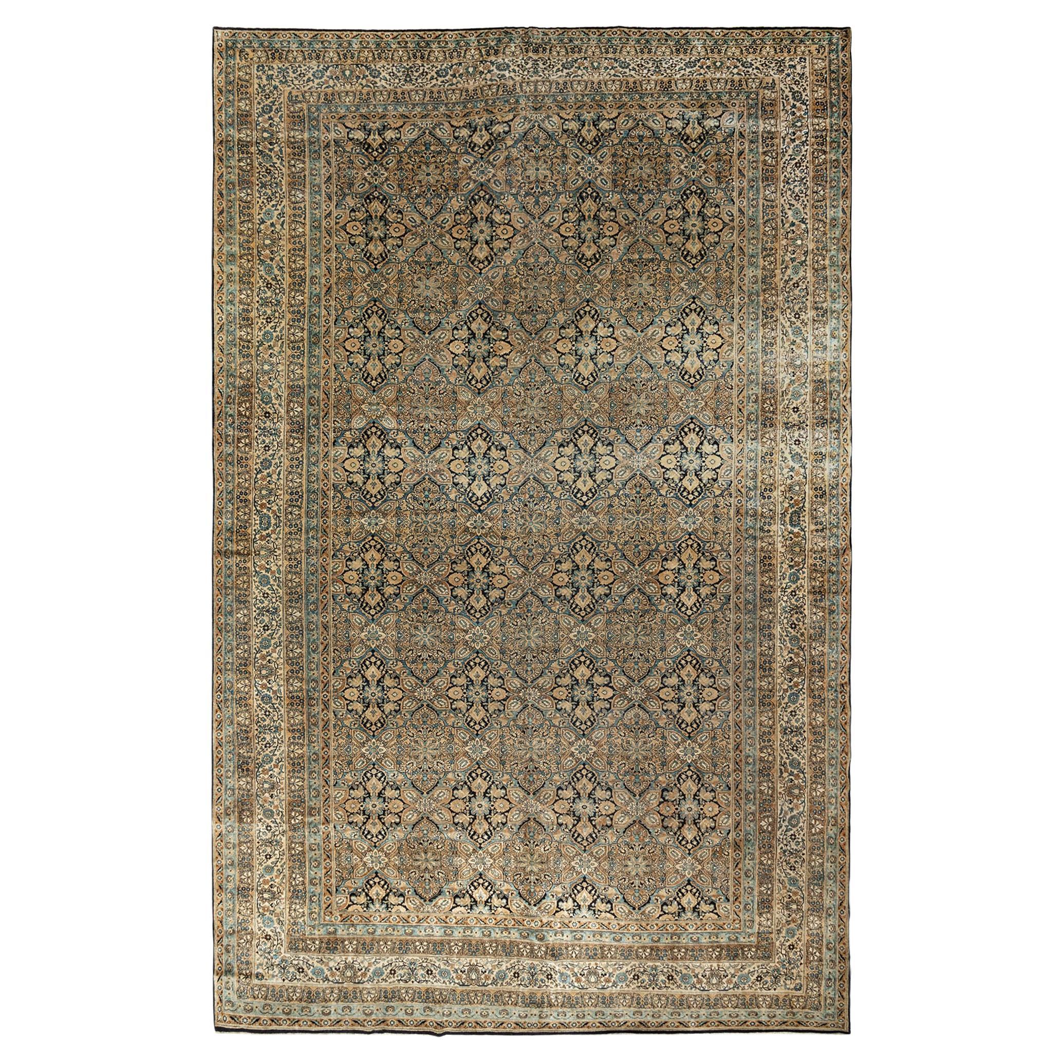 Tappeto Kirman marrone antico CIRCA 1880,  13' x 20' in vendita
