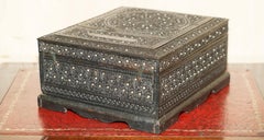 ANTIQUE CiRCA 1880 BURMESE HAND CARVED SEWING BOX WITH THE ORIGINAL CONTENTS